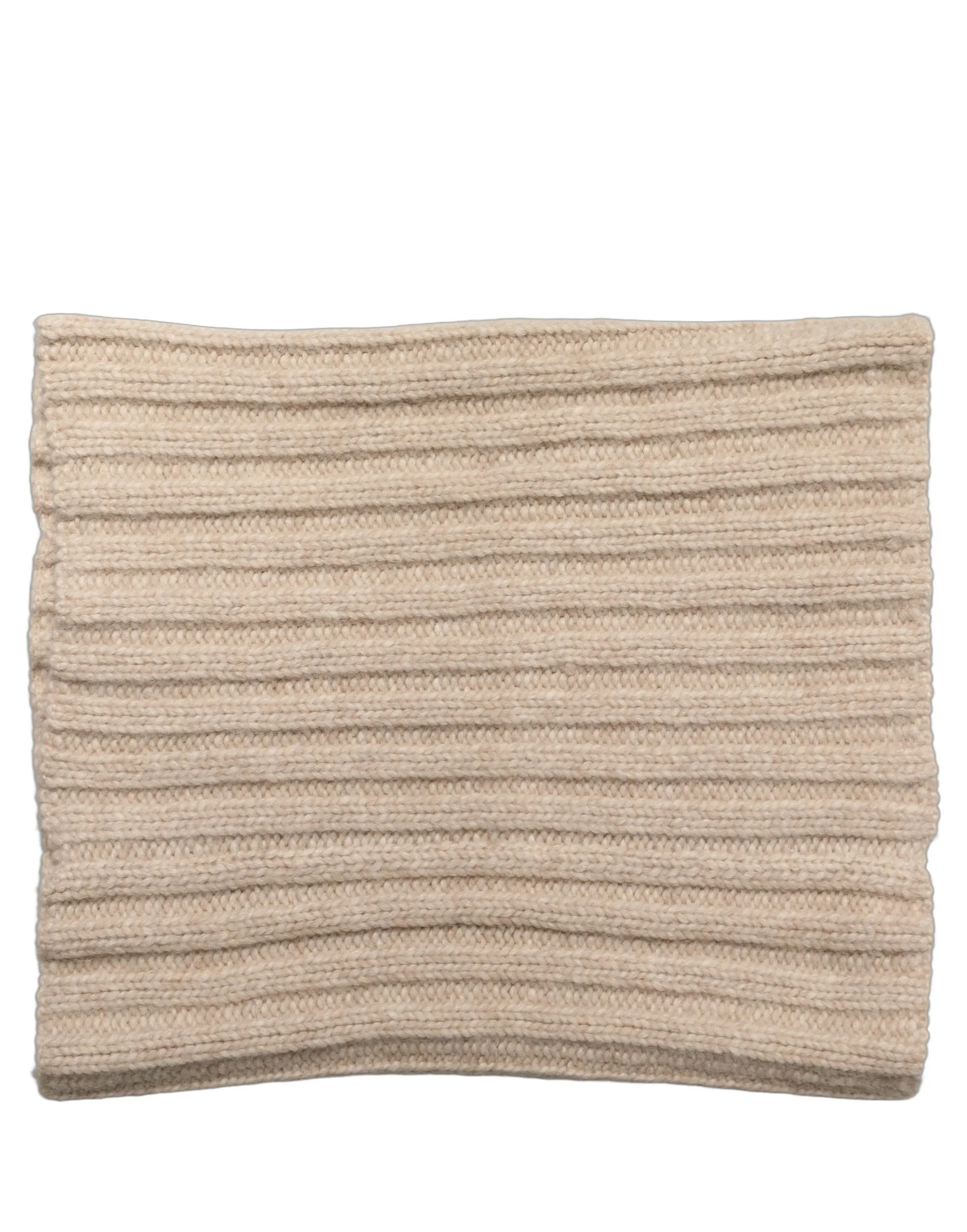 Light Beige Ribbed Knit Neck Warmer Scarf - Image 3