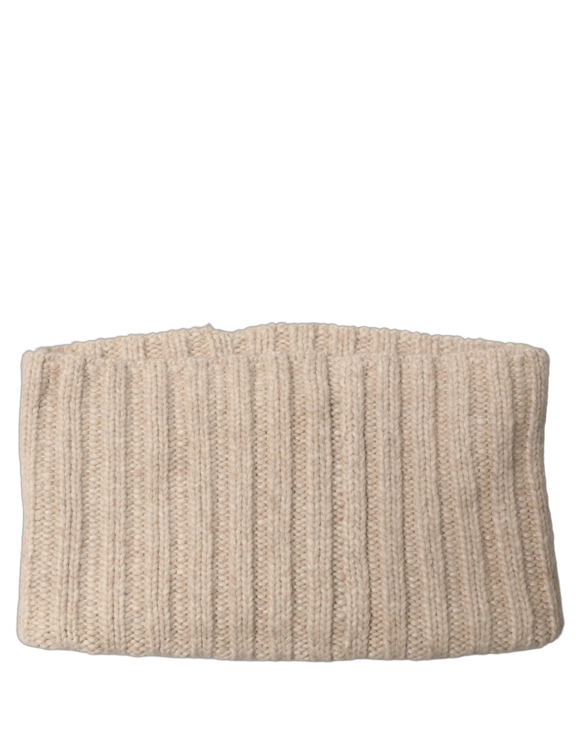 Light Beige Ribbed Knit Neck Warmer Scarf - Image 4