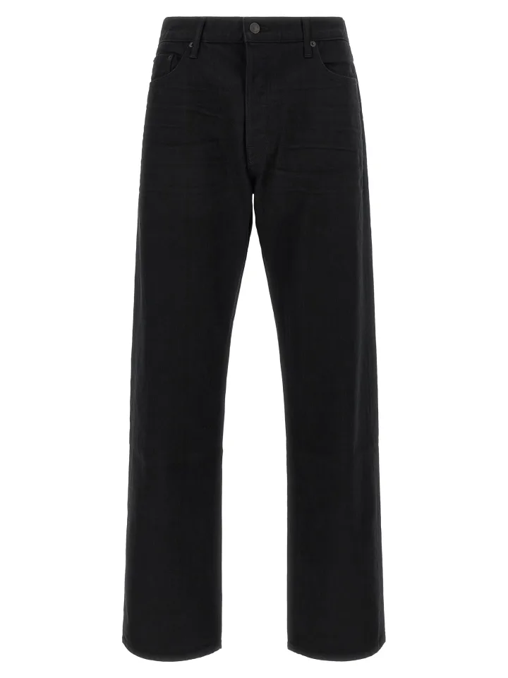 Black Cotton Straight-Leg Jeans