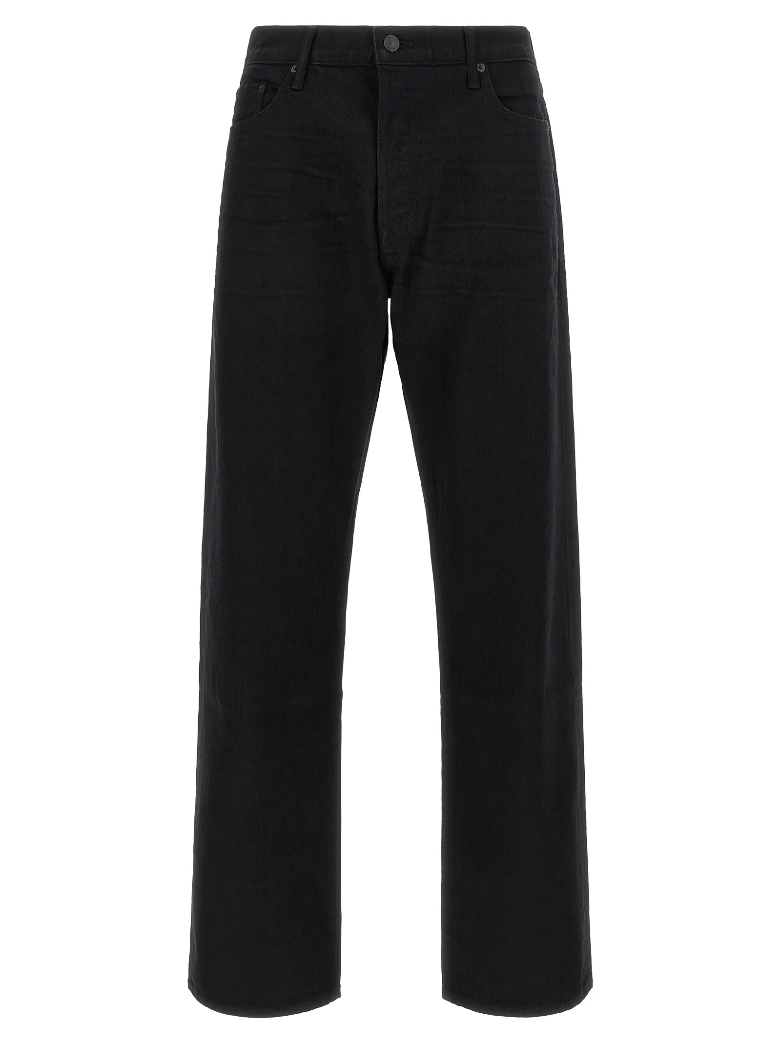Black Cotton Straight-Leg Jeans