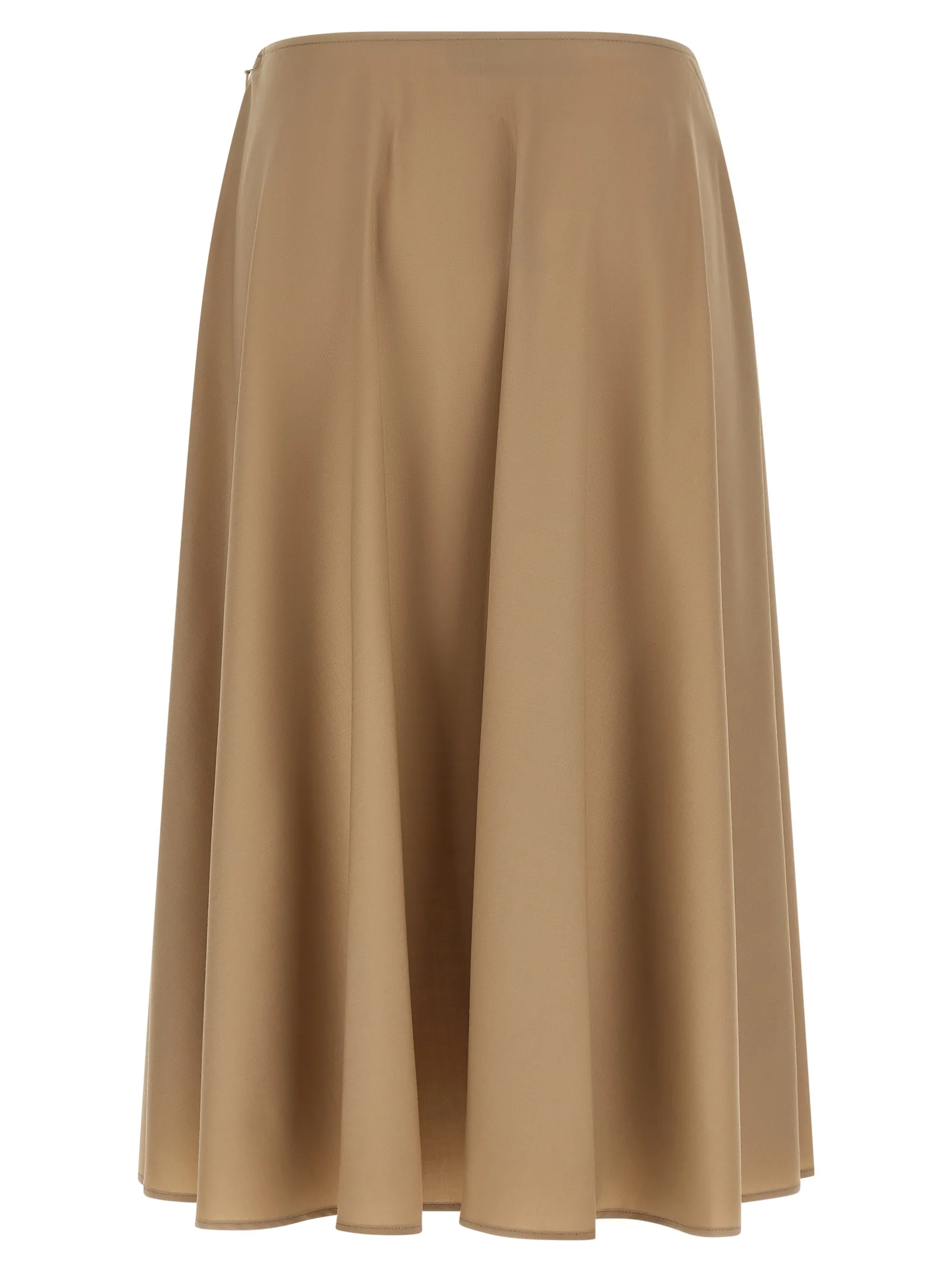 Beige Virgin Wool Midi Skirt - Image 2