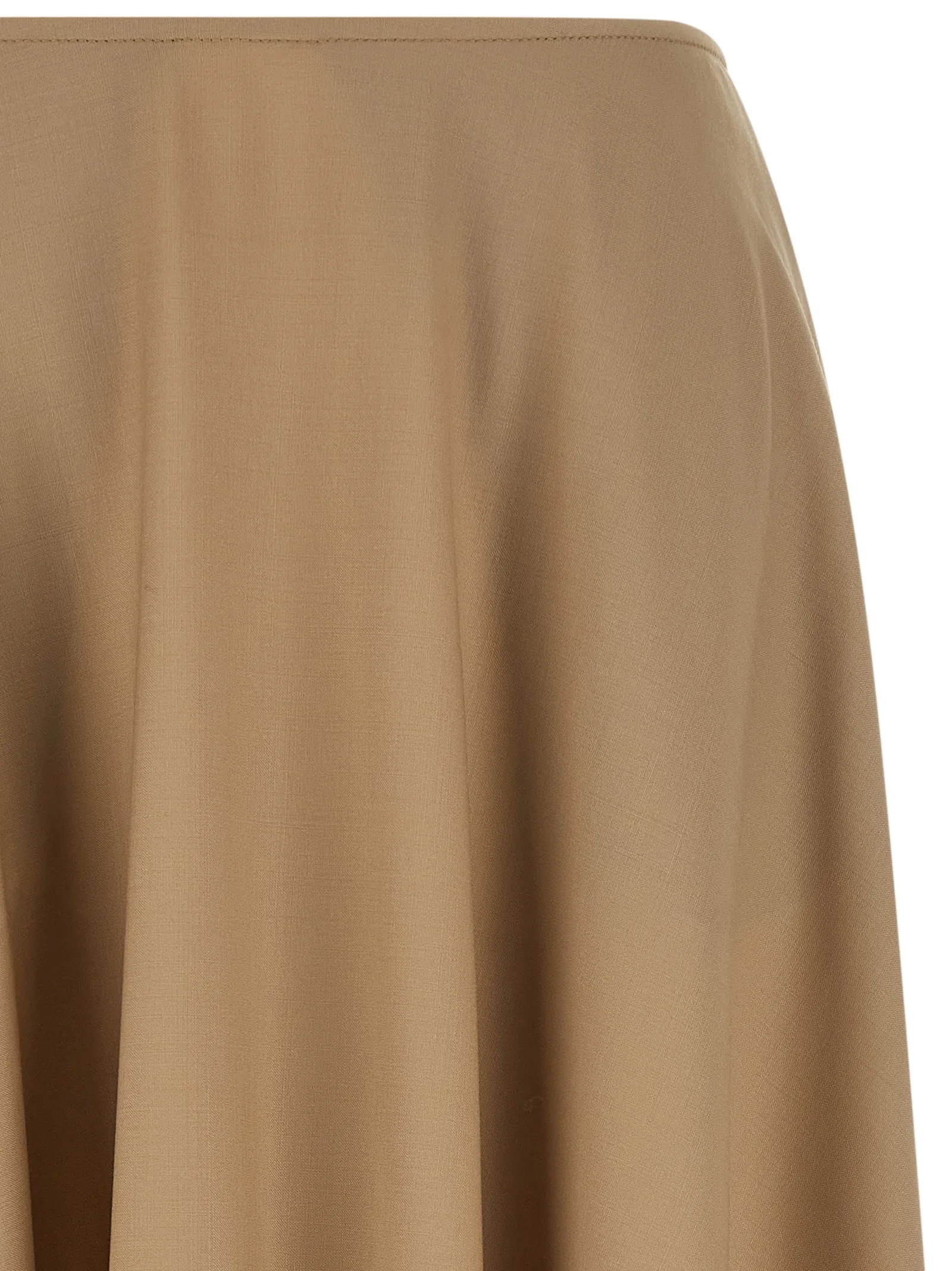 Beige Virgin Wool Midi Skirt - Image 3