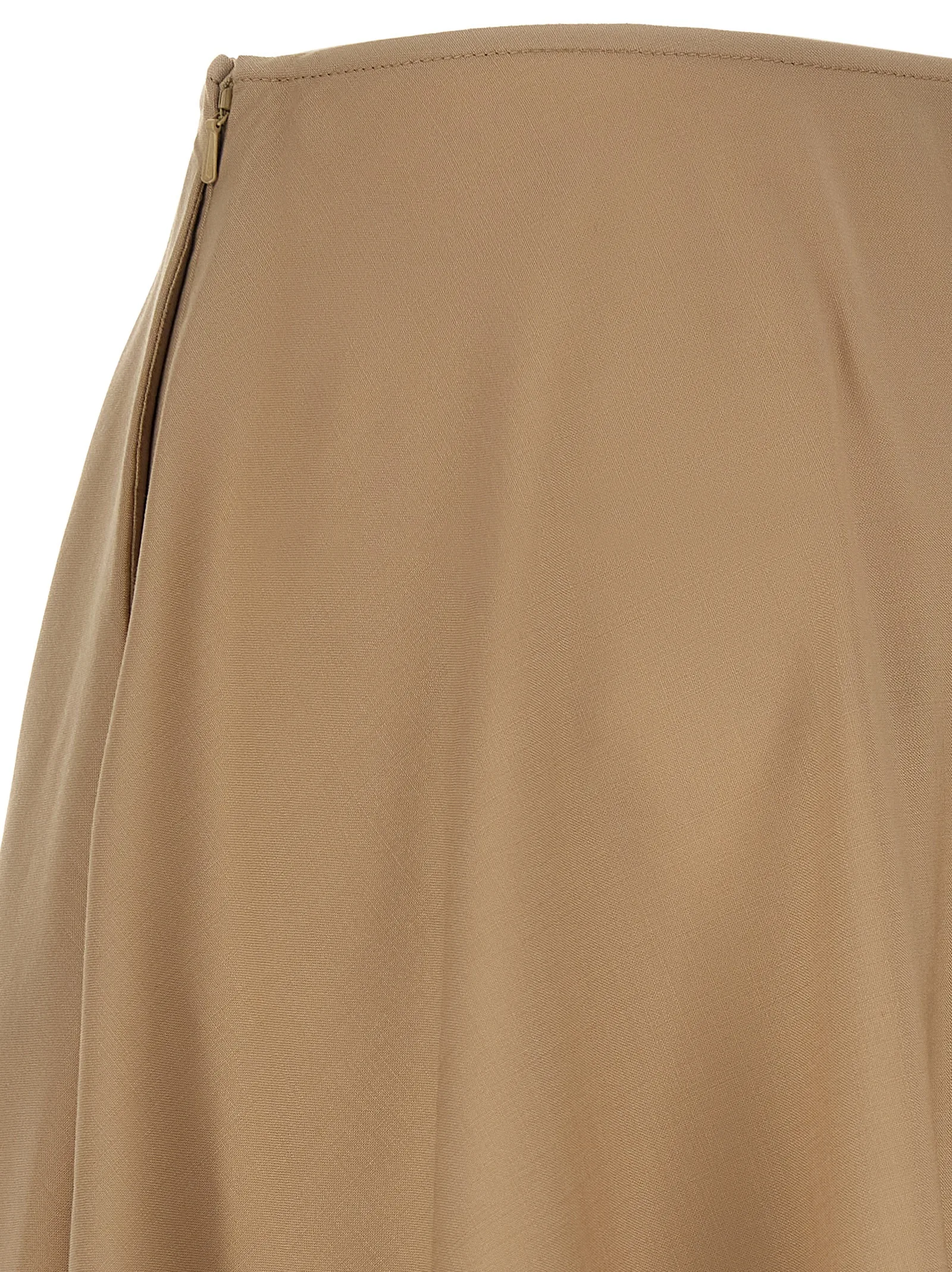 Beige Virgin Wool Midi Skirt - Image 4
