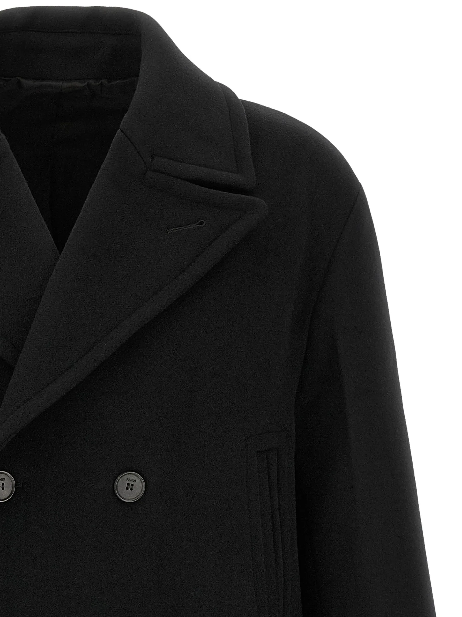 Black Virgin Wool Coat - Image 3