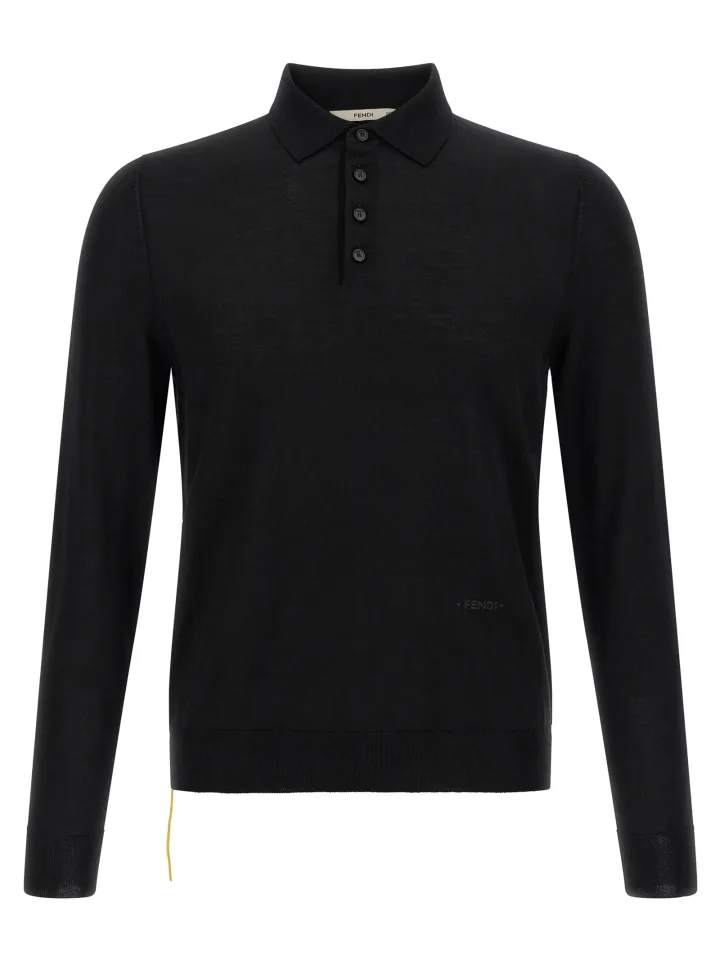 Black Virgin Wool Polo Shirt