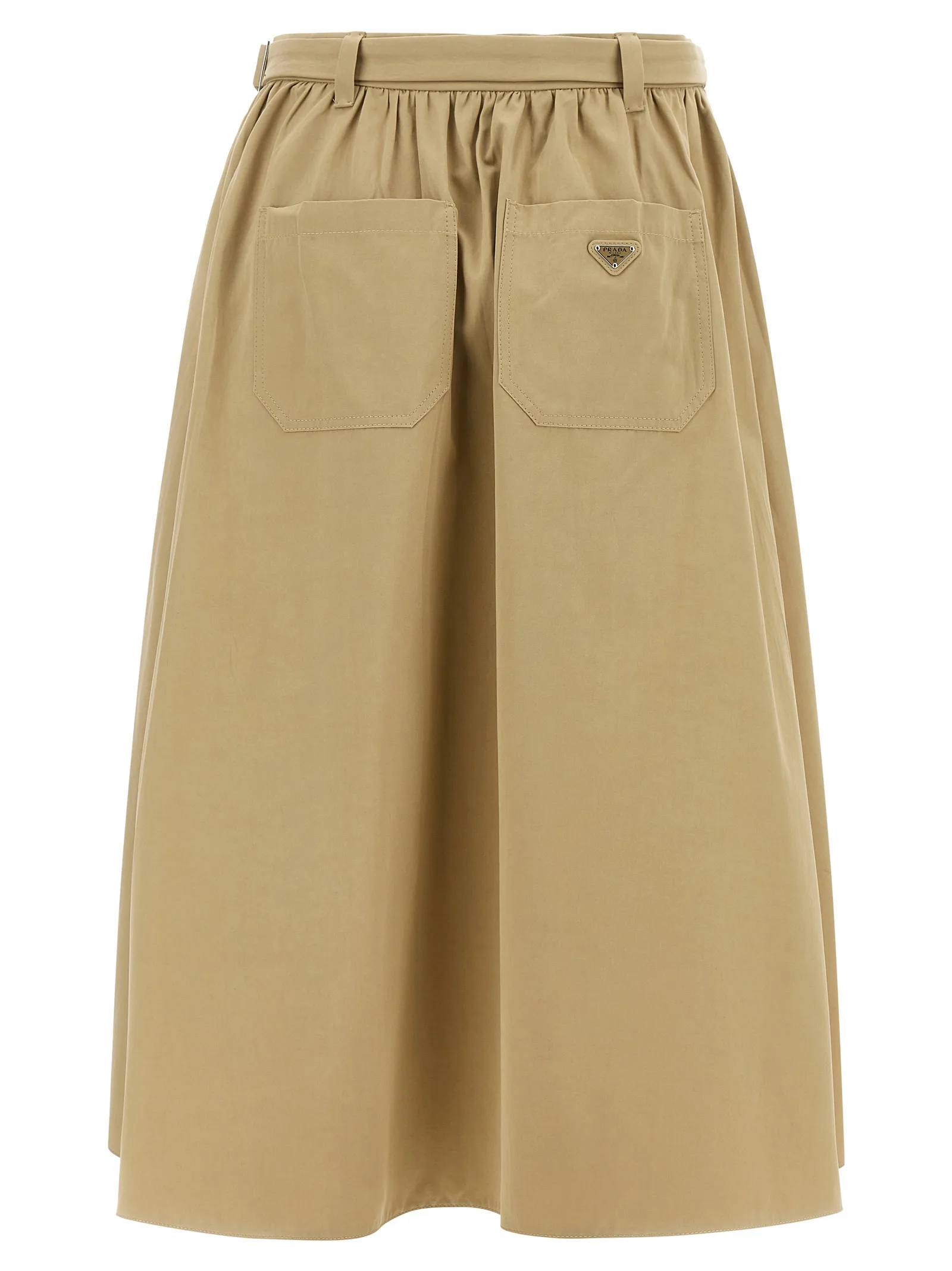 Beige Cotton Midi Skirt - Image 3