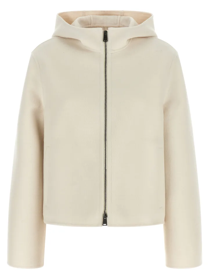White Virgin Wool Full-Length Jacket