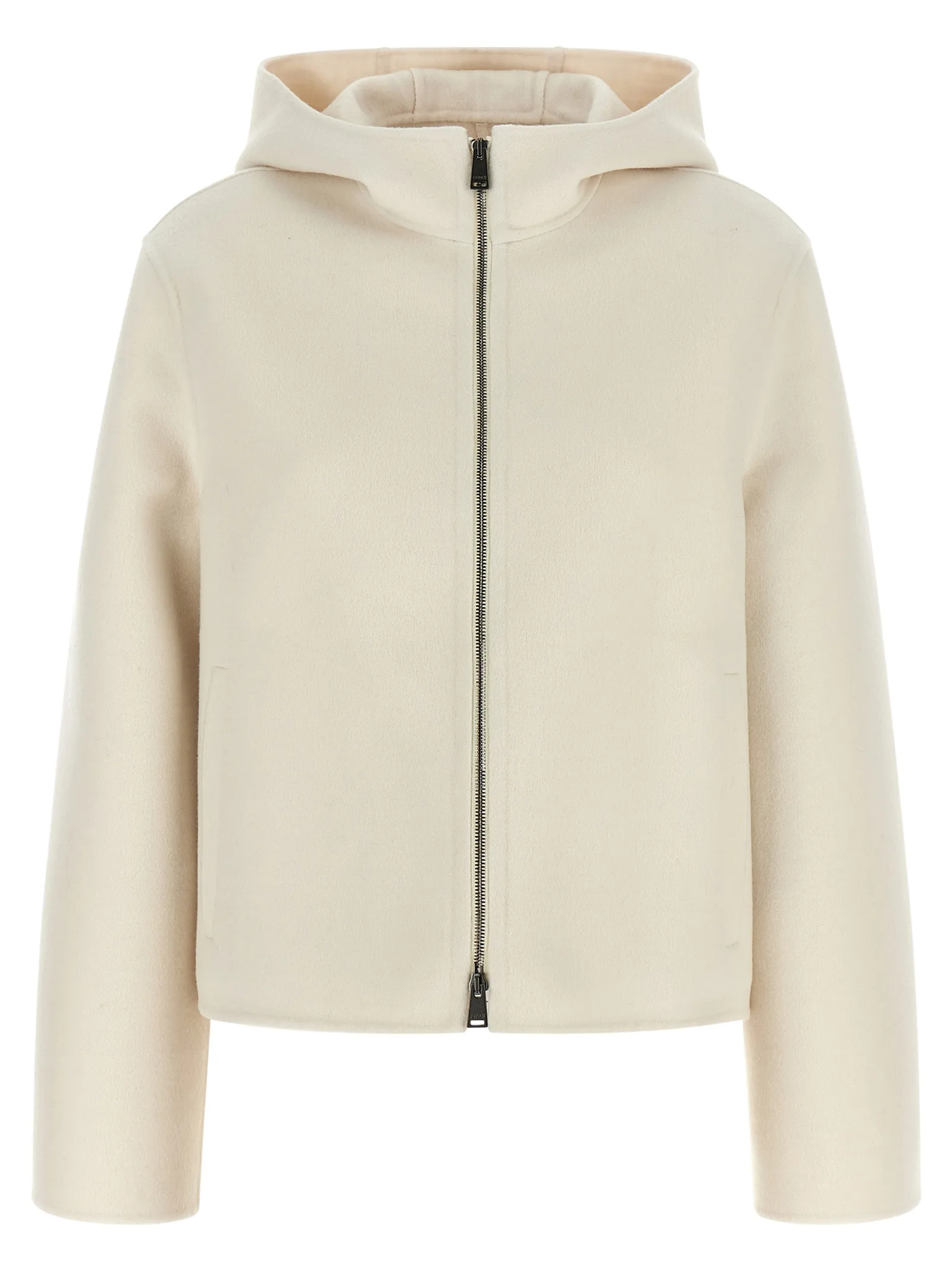 White Virgin Wool Full-Length Jacket
