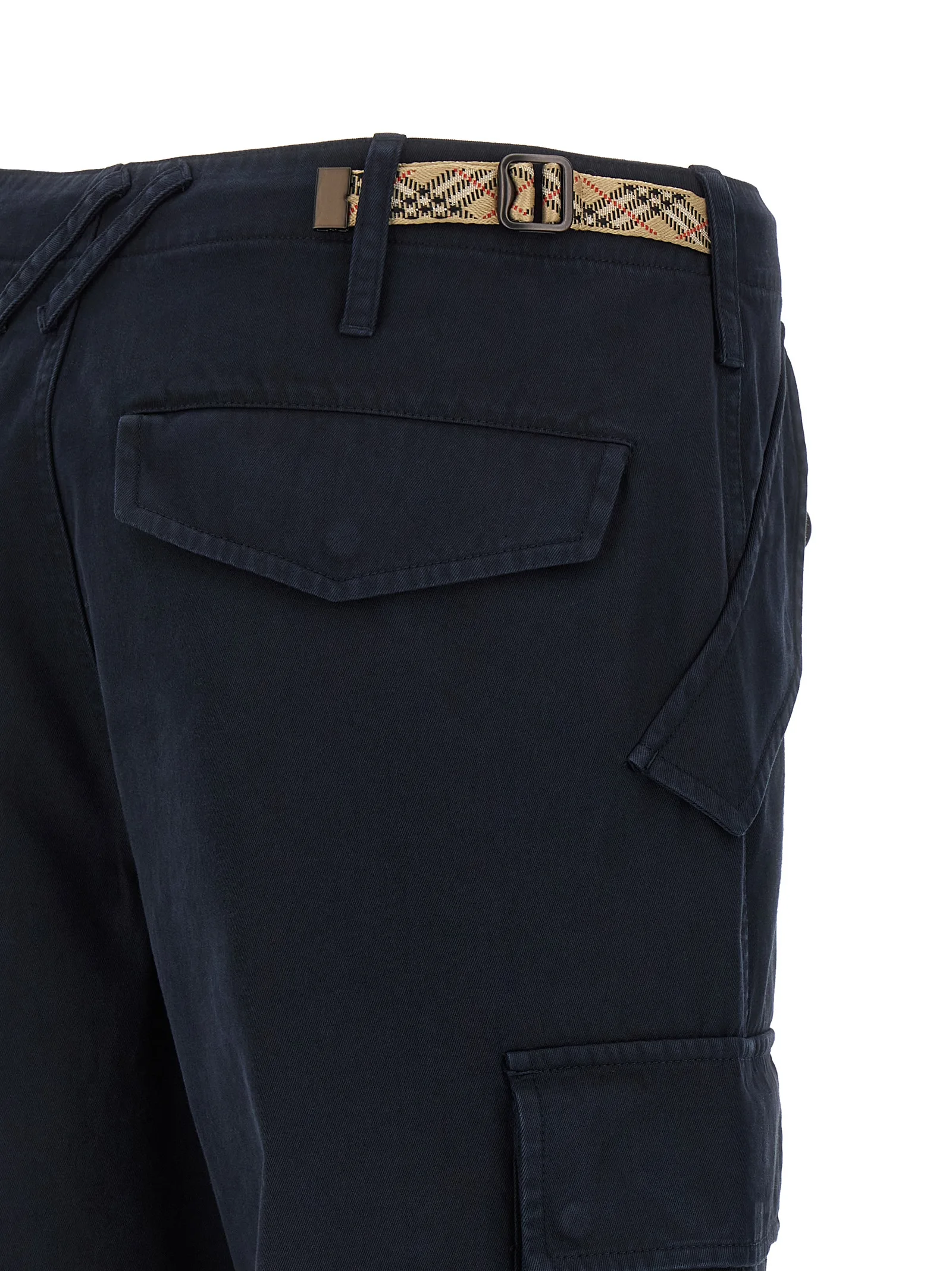 Blue Cotton Cargo Pants - Image 4