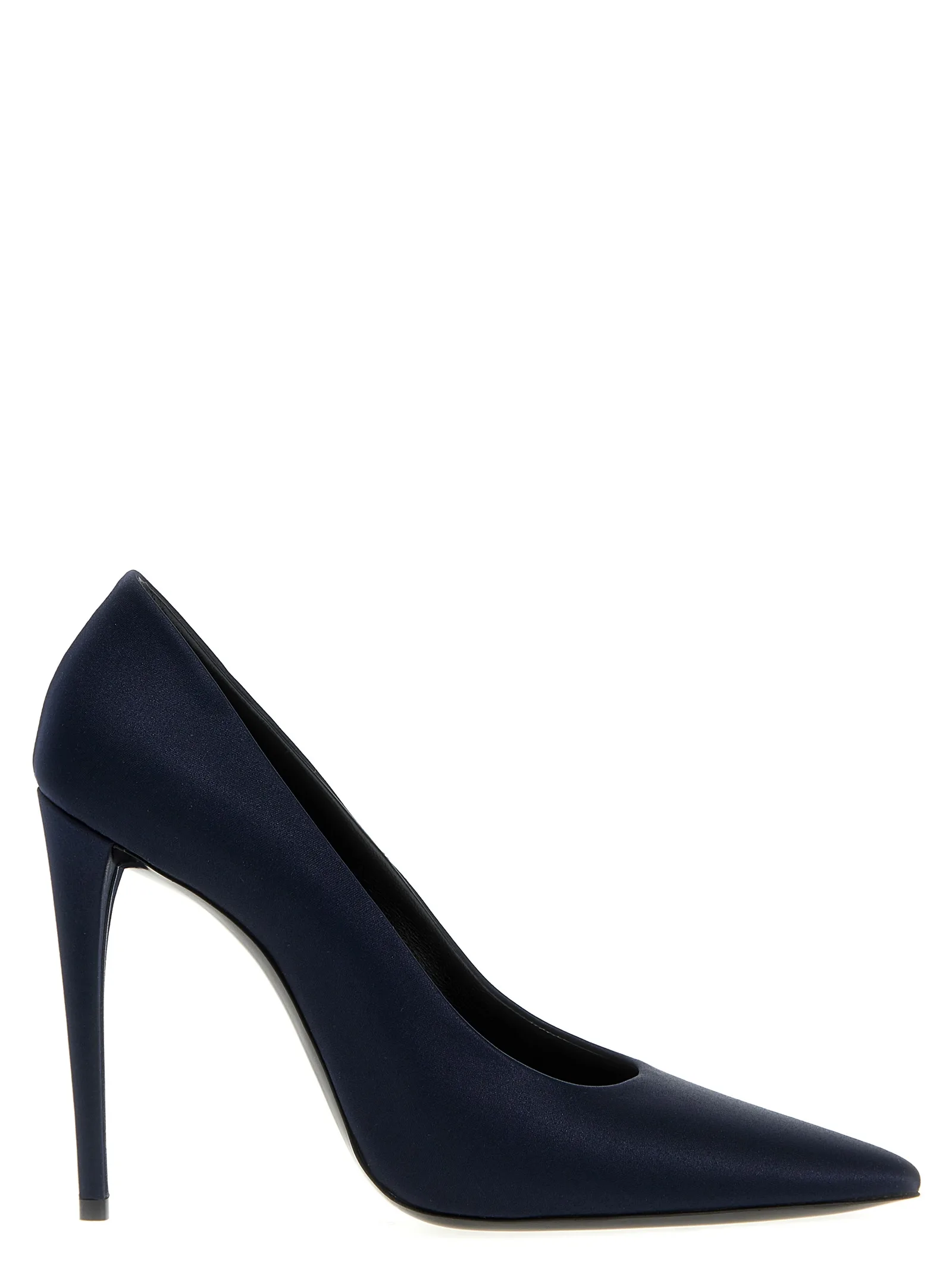 Blue Polyester High Heel Pumps