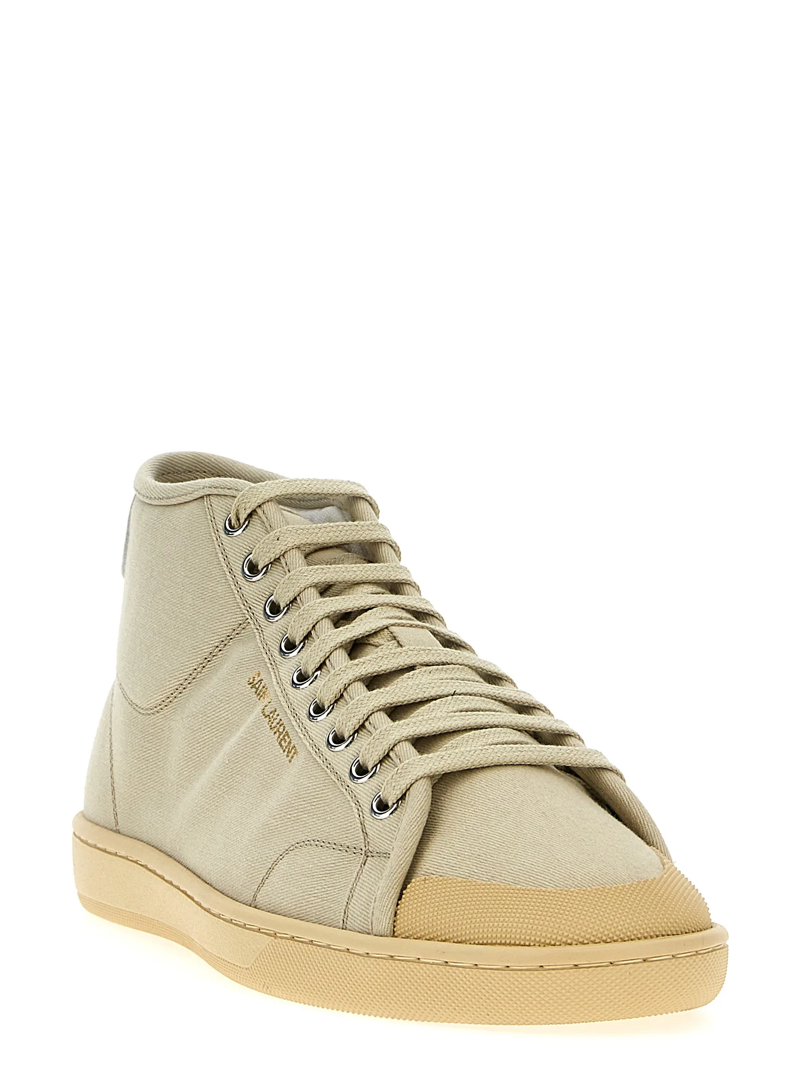 Beige Cotton High Top Sneakers - Image 2