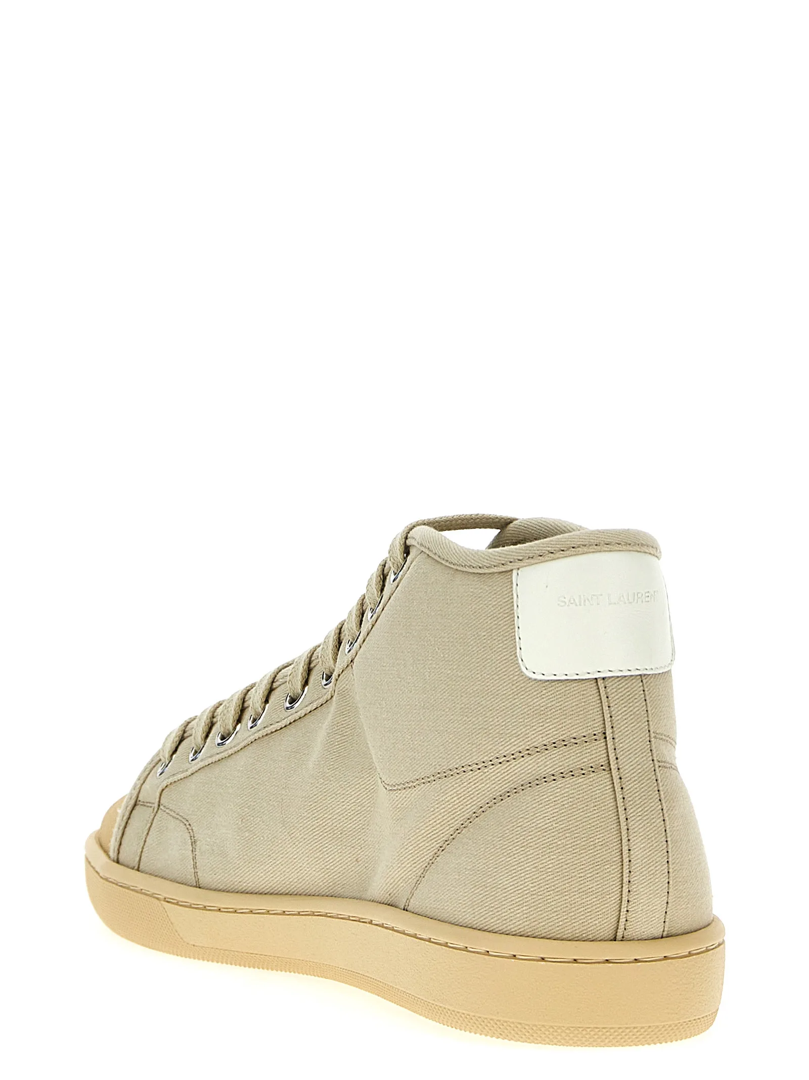 Beige Cotton High Top Sneakers - Image 3