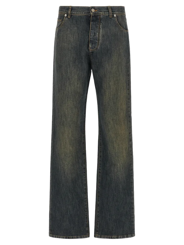 Blue Cotton Straight - Leg Jeans