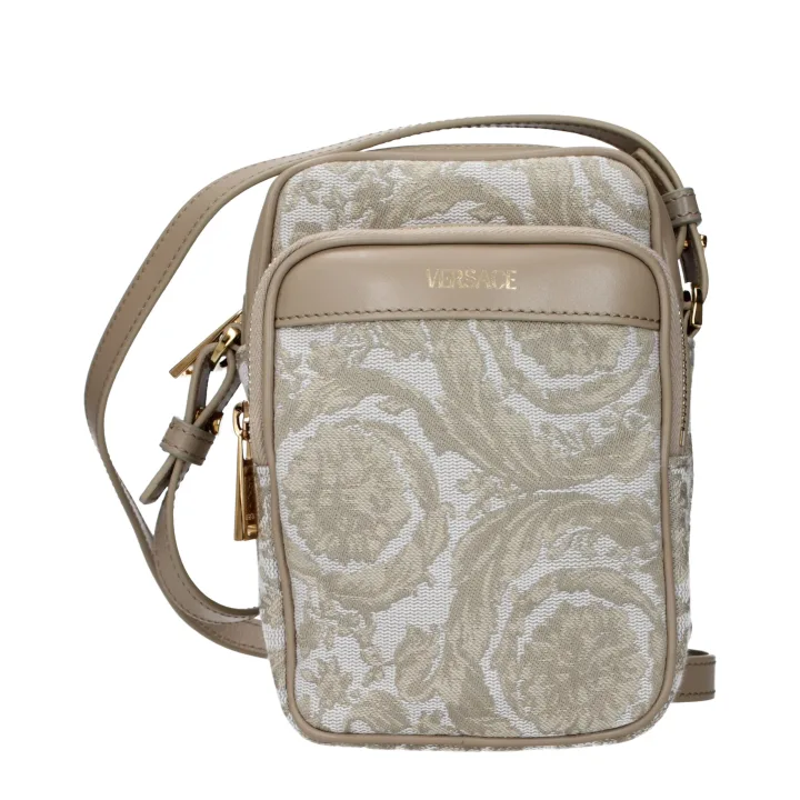Beige Fabric Crossbody Bag
