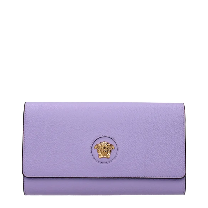 Purple Leather Clutch Bag