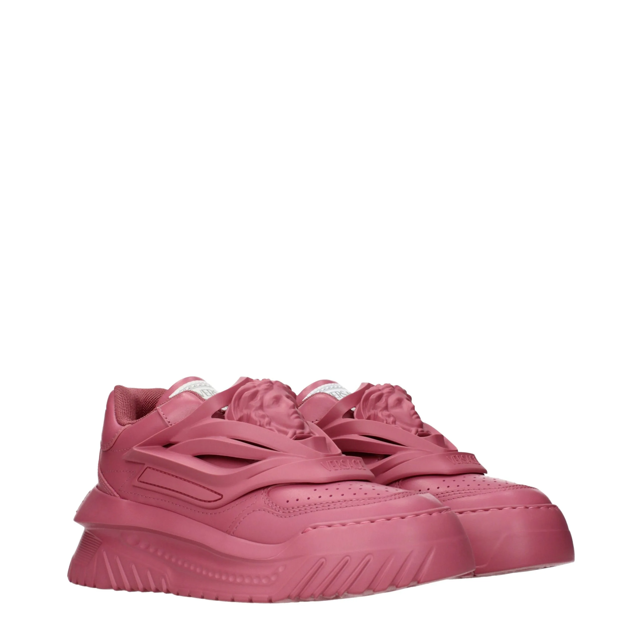 Pink Leather Chunky Sneakers - Image 2