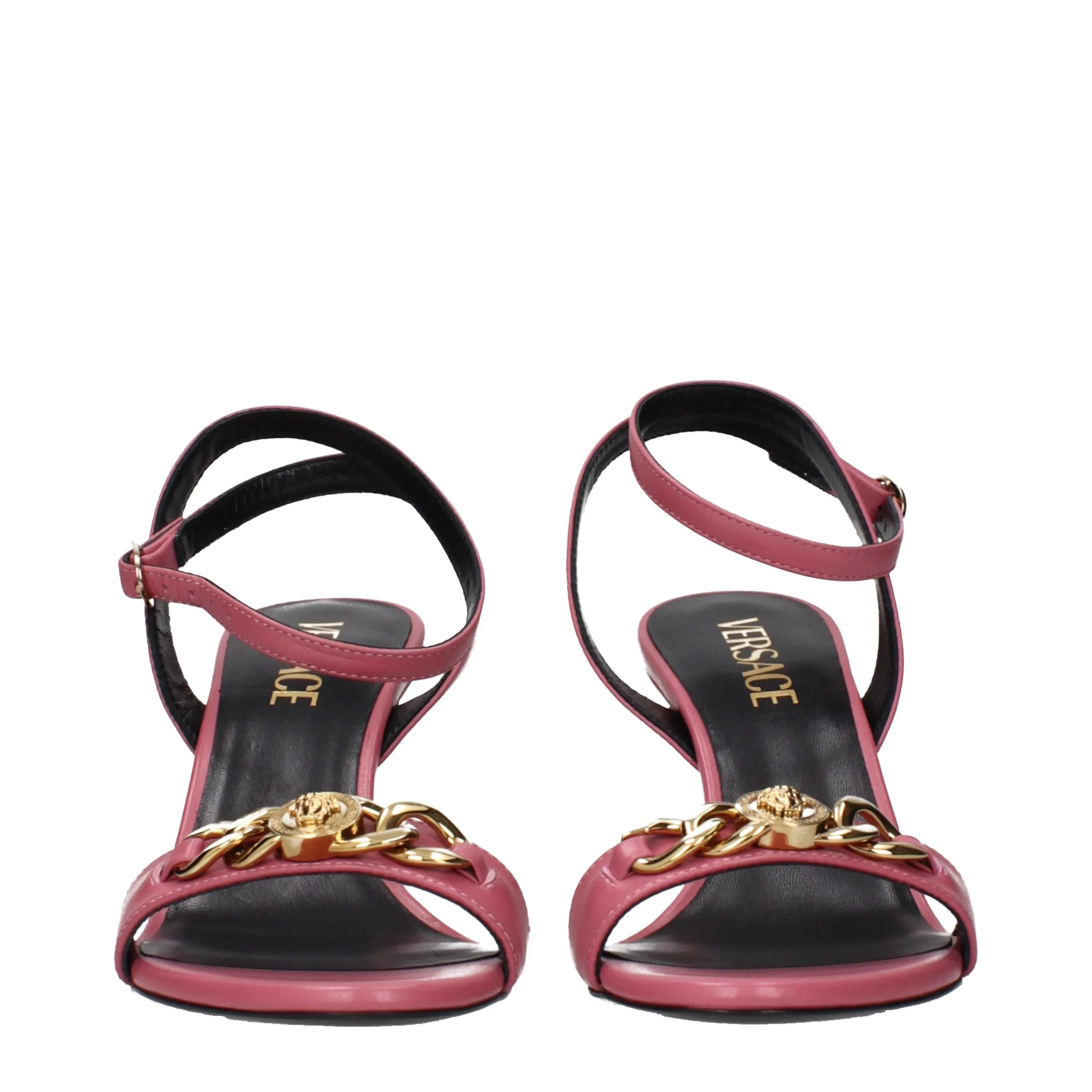 Pink Leather Stiletto Heel Sandals - Image 3