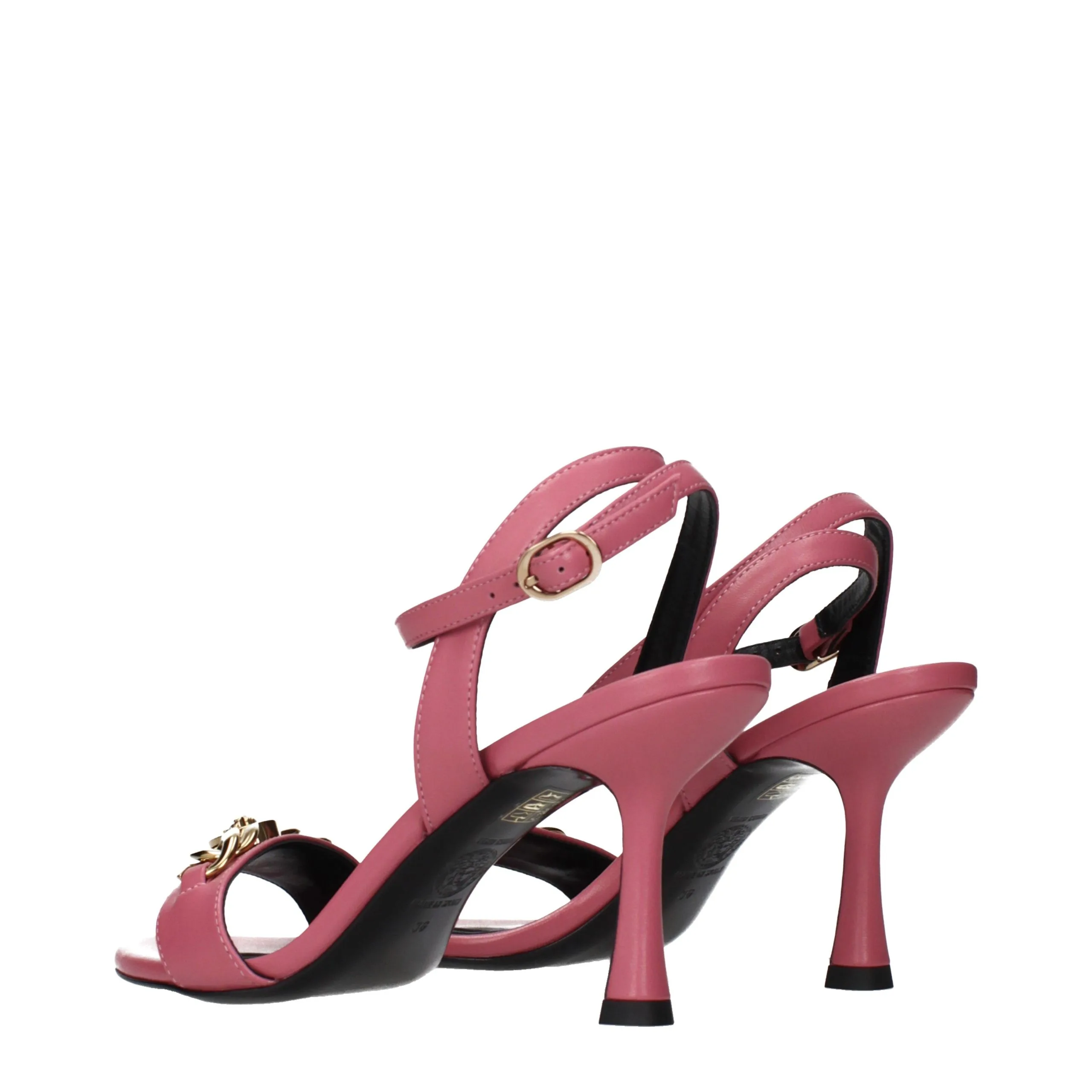 Pink Leather Stiletto Heel Sandals - Image 4