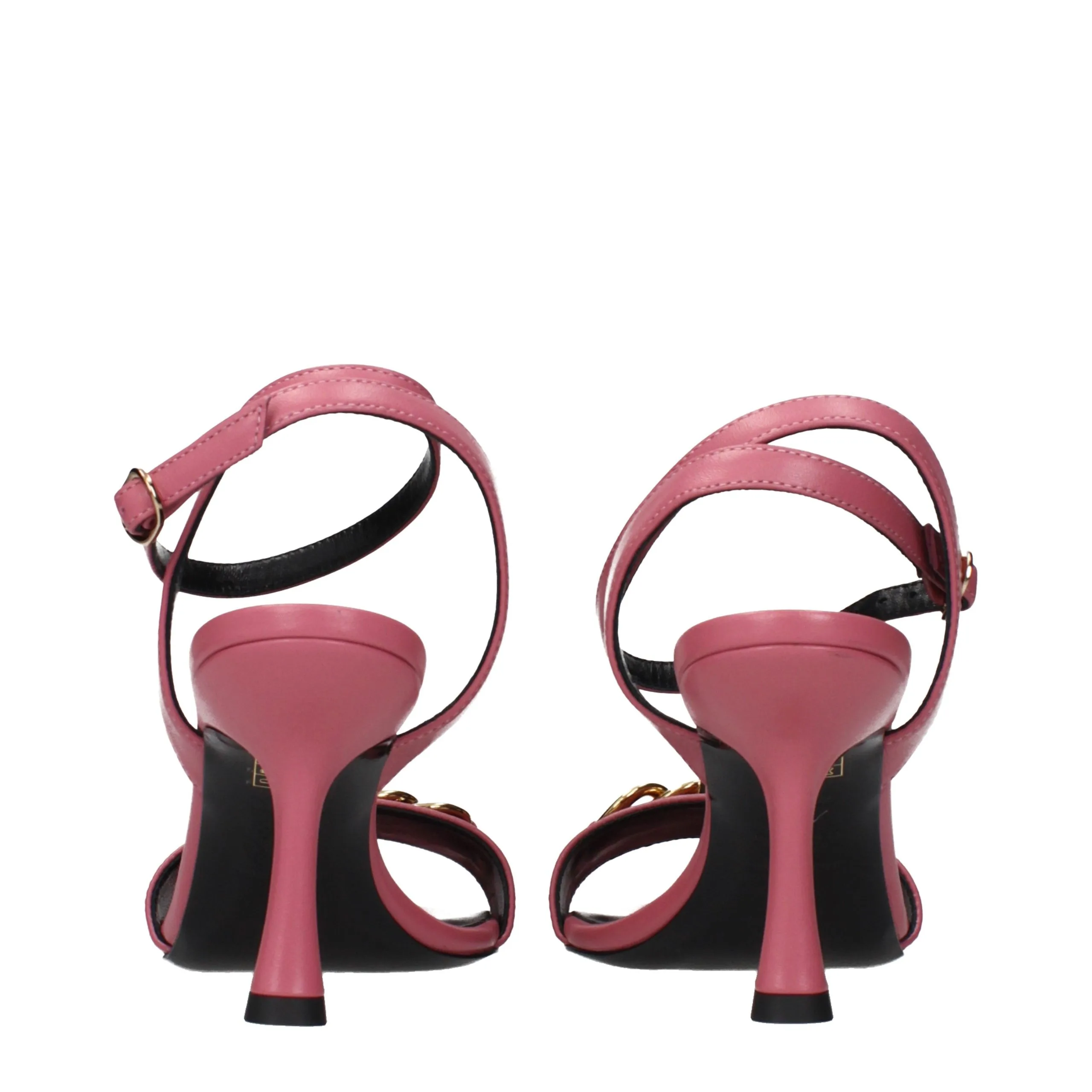 Pink Leather Stiletto Heel Sandals - Image 5