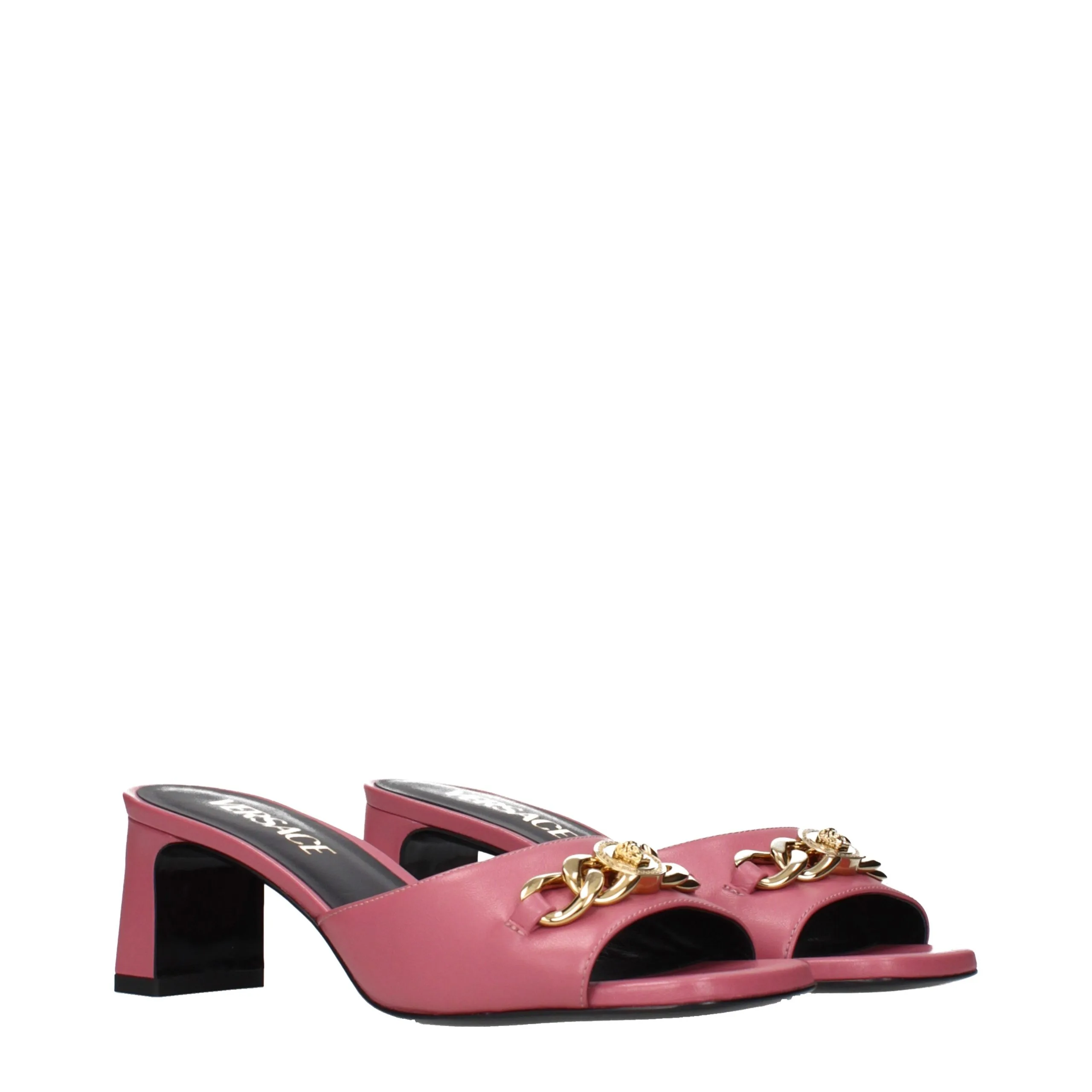 Pink Leather Flat Sandals - Image 2