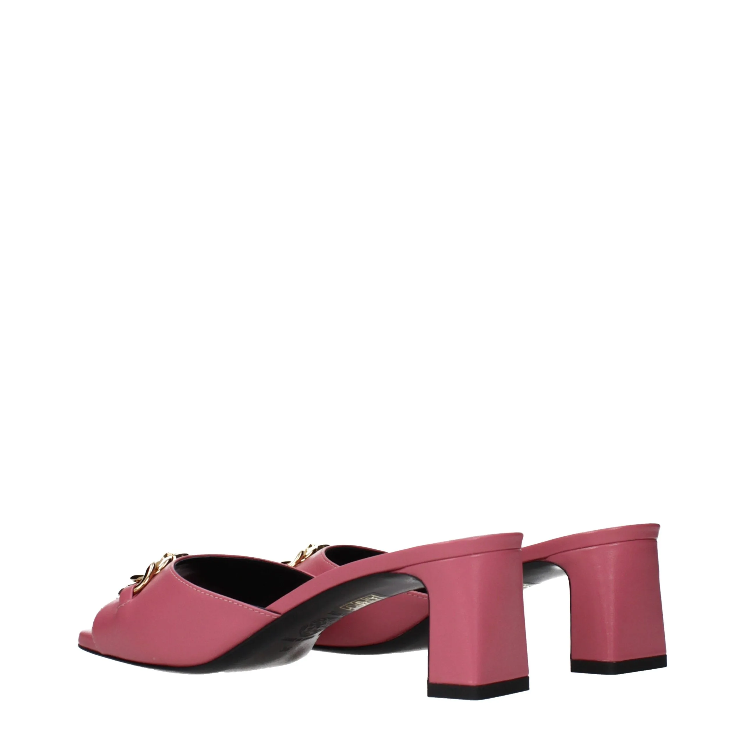 Pink Leather Flat Sandals - Image 4