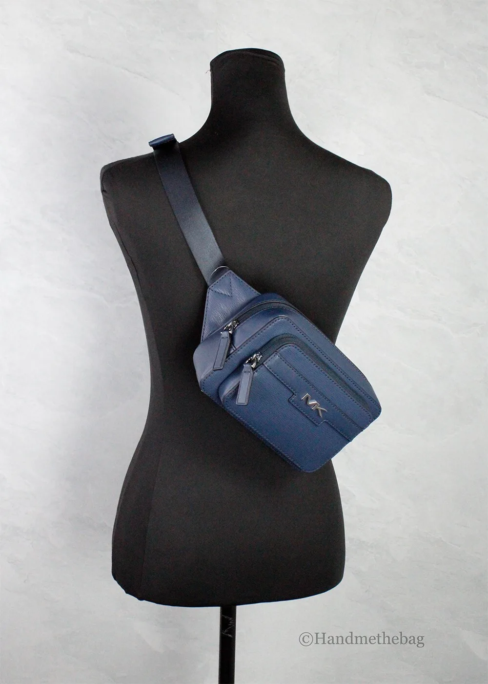 Michael Kors Cooper Small Navy Blue Smooth Leather Double Zip Belt Bag - Image 2