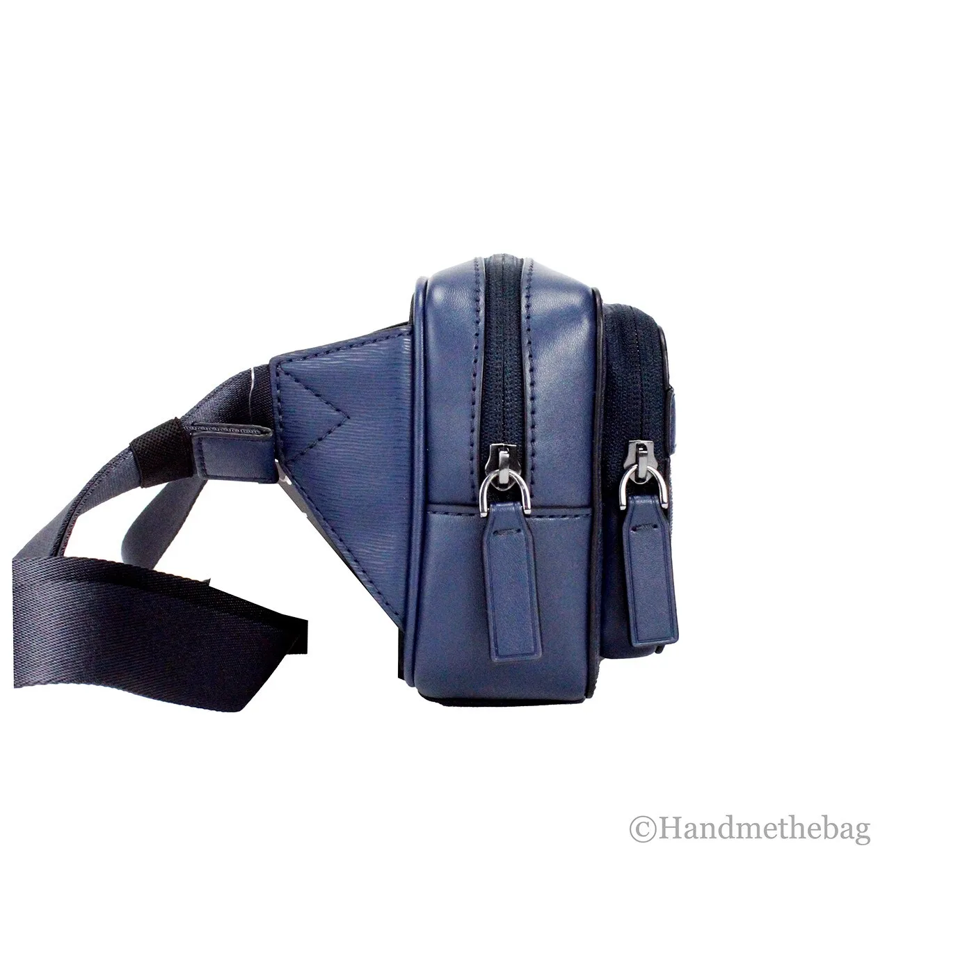 Michael Kors Cooper Small Navy Blue Smooth Leather Double Zip Belt Bag - Image 4