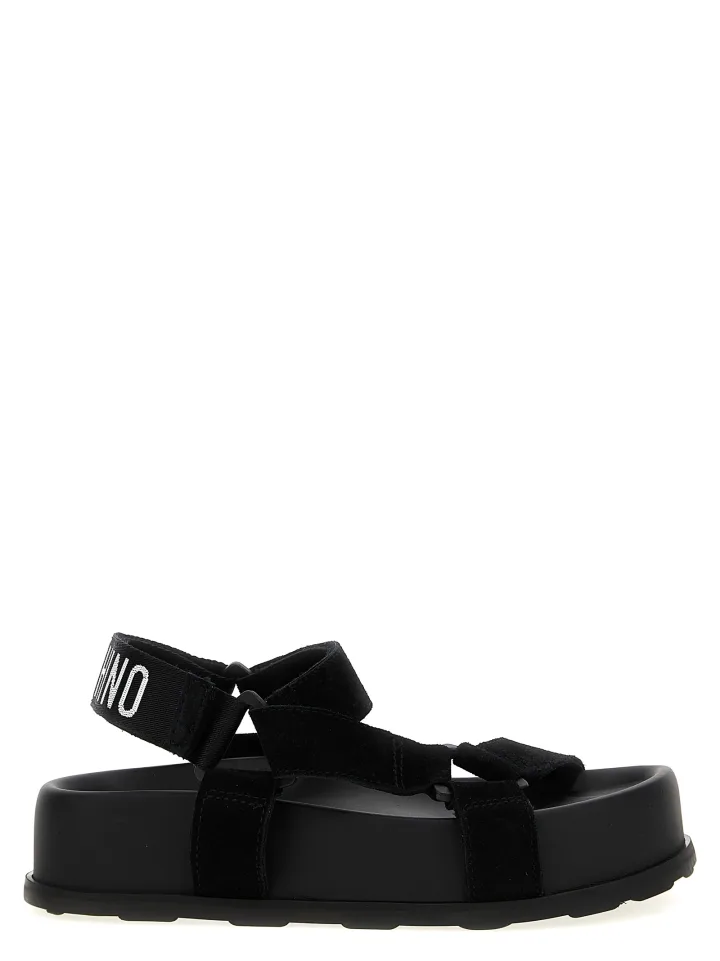 Black Calfskin Flat Sandals