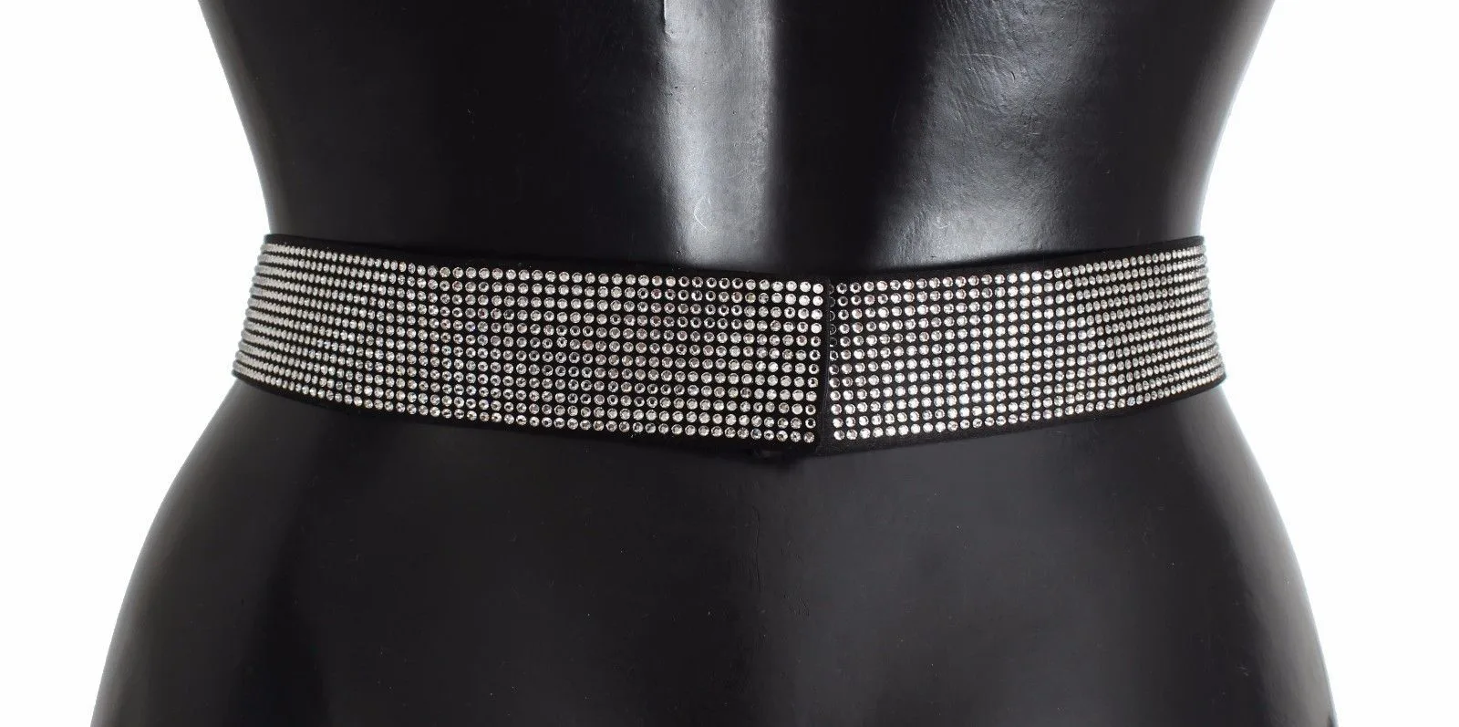 Black Silk Clear Crystal Bow Waist Belt - Image 4