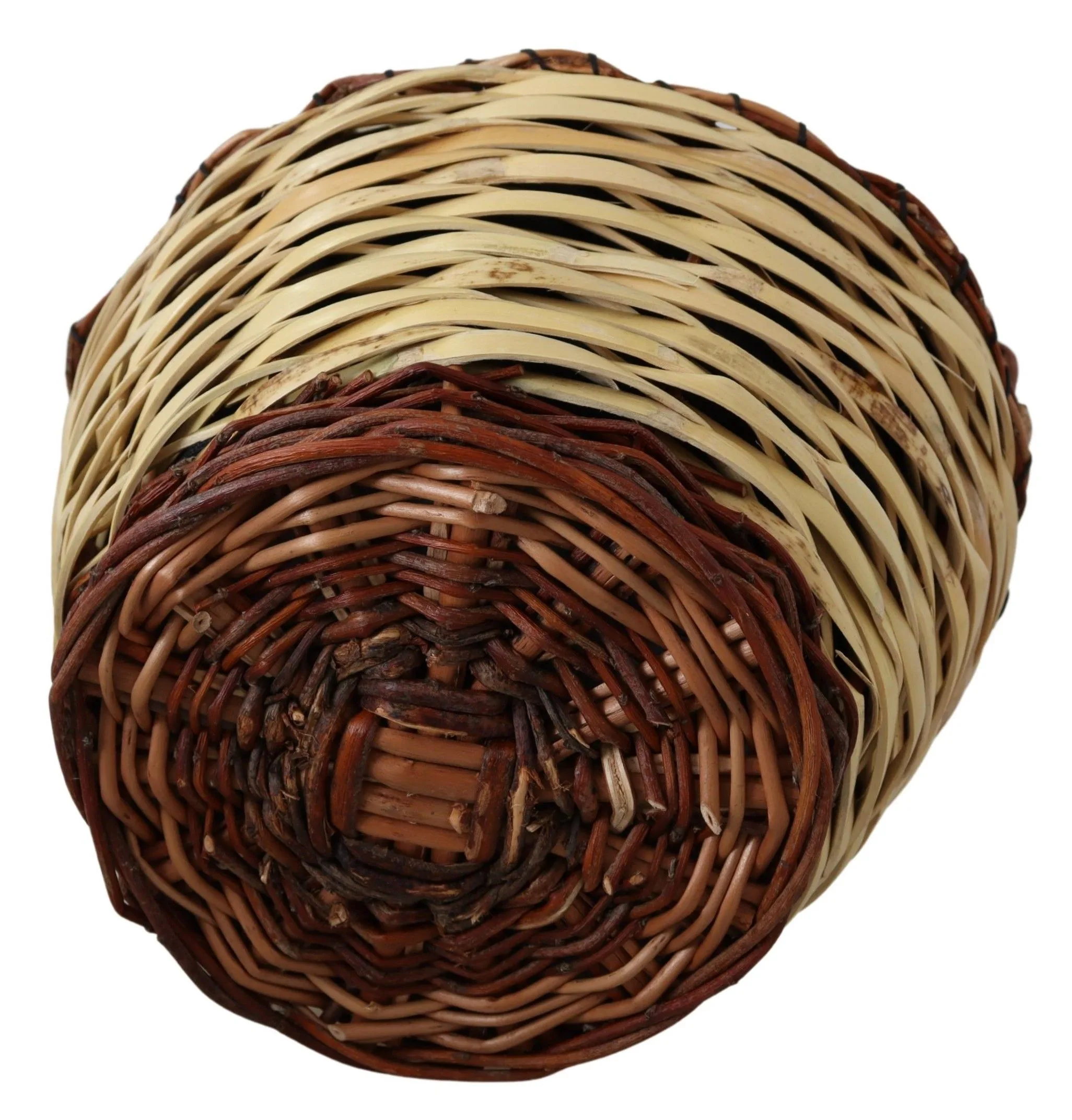 Beige Wood Wicker Rattan Basket Tote Bag - Image 4