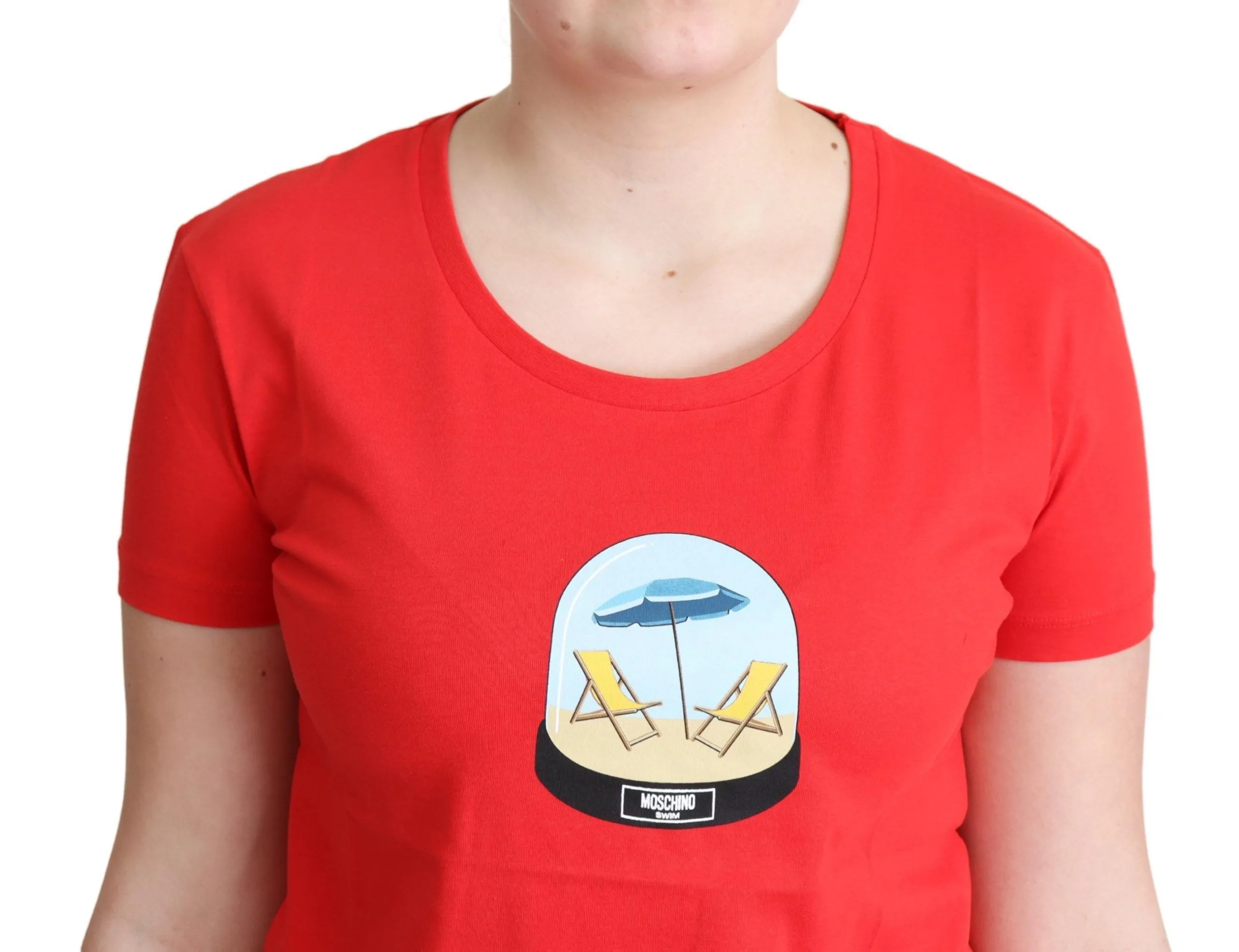 Red Printed Cotton Short Sleeves Tops Blouse T - shirt - Image 4