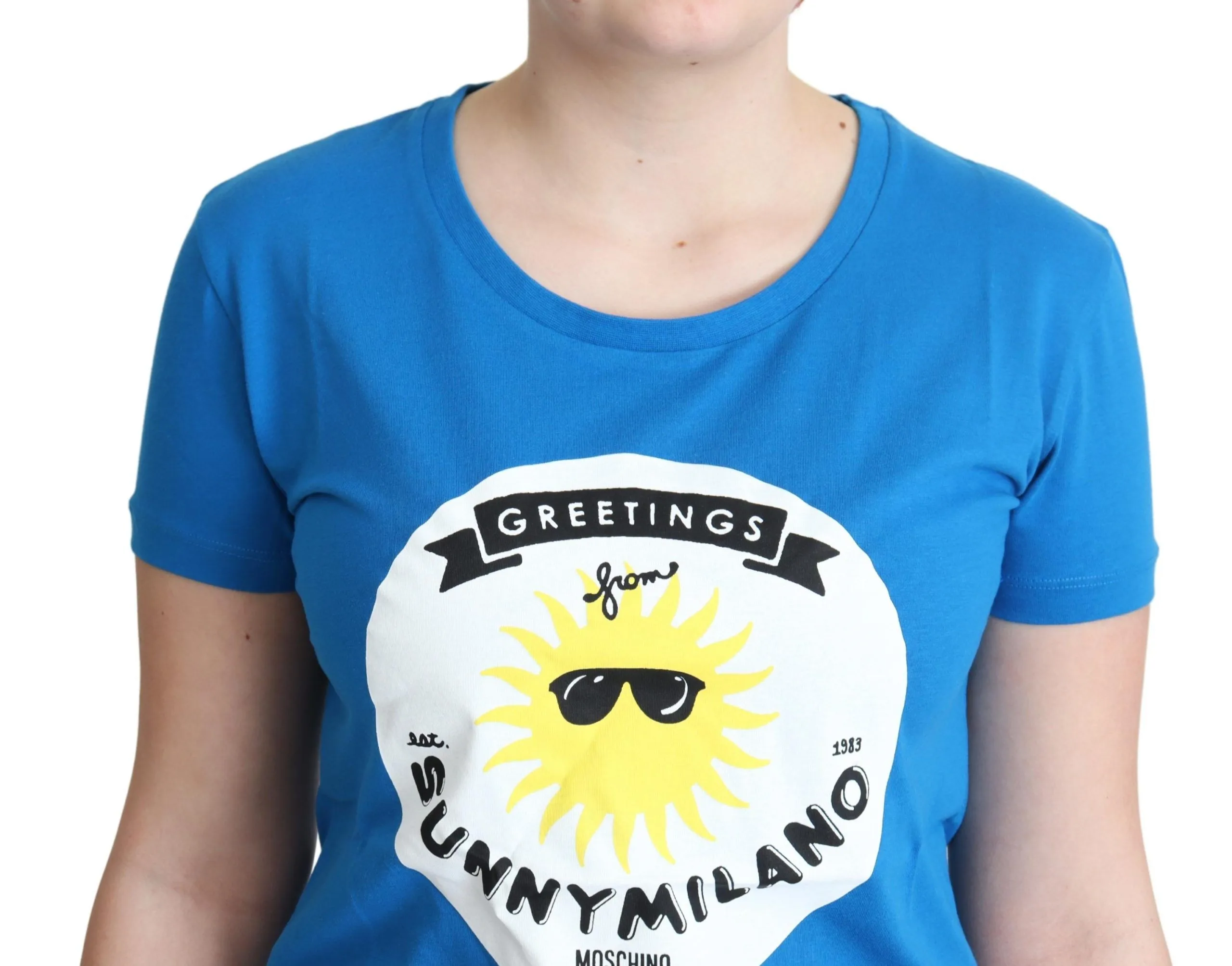 Blue Cotton Sunny Milano Print Tops T - shirt - Image 4