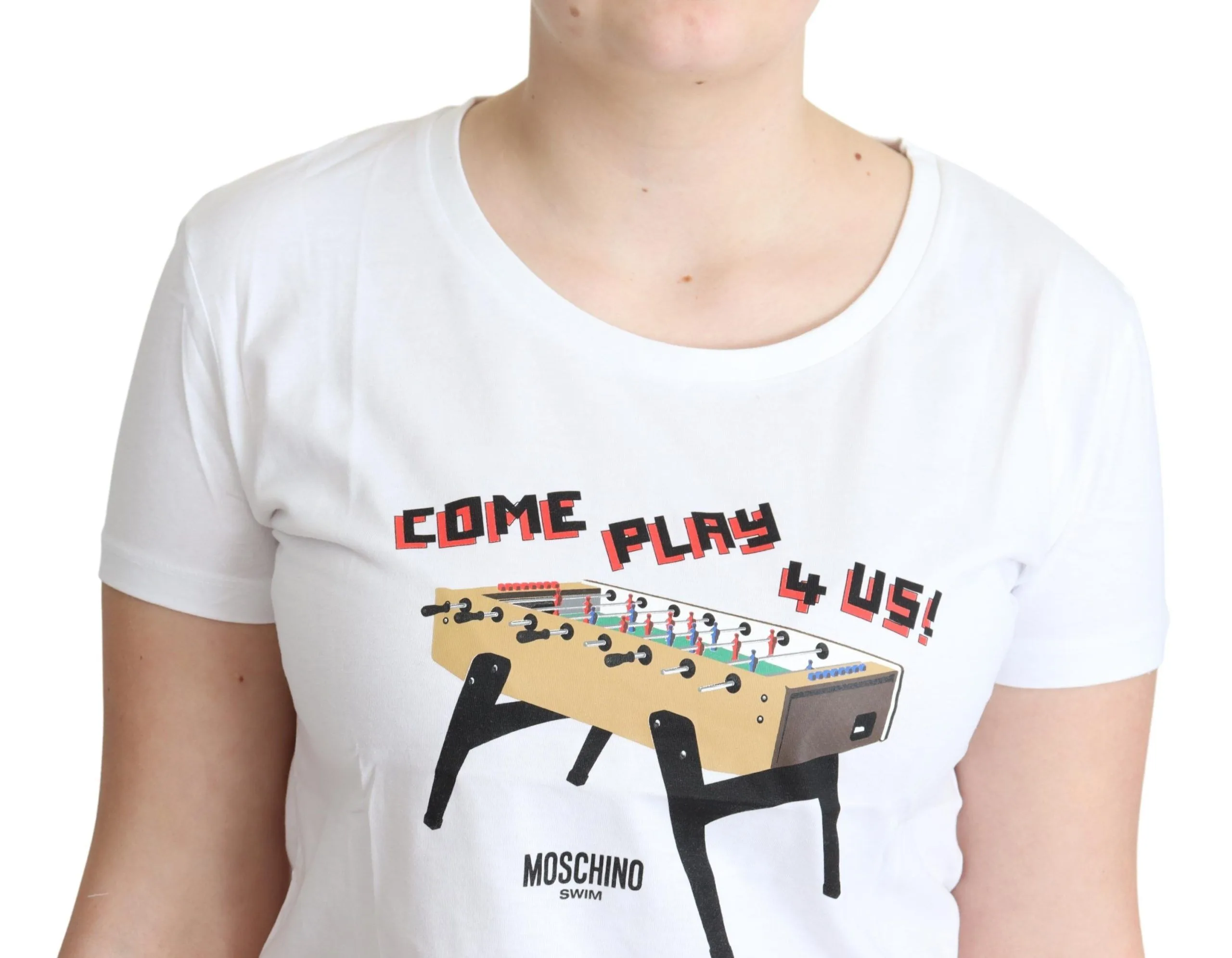 White Cotton Come Play 4 Us Print Tops T - shirt - Image 4