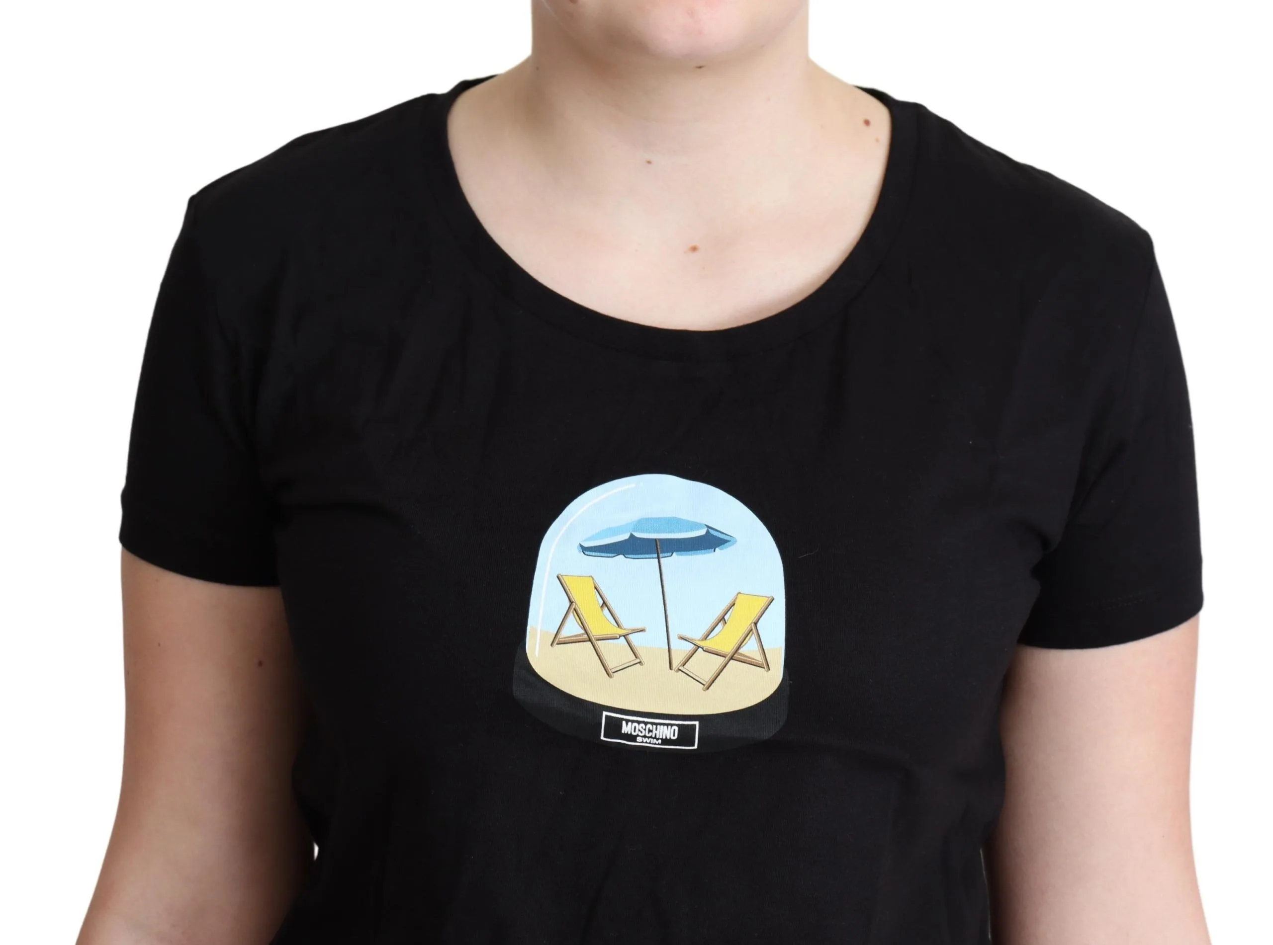 Black Printed Cotton Short Sleeves T - shirt - Image 4