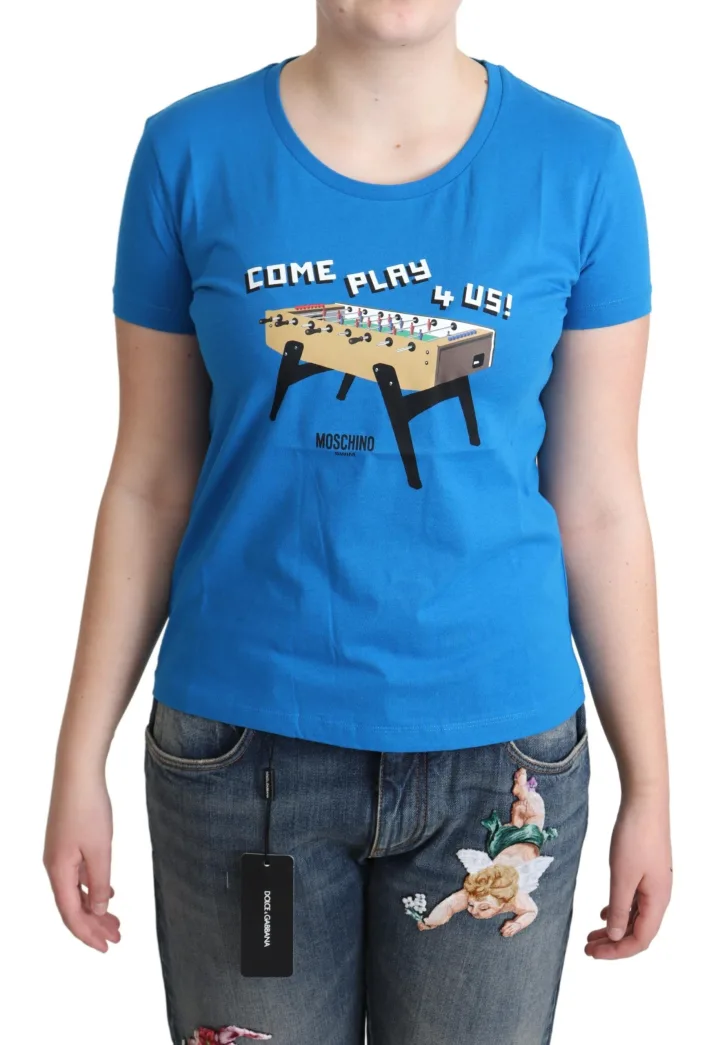 Blue Cotton Come Play 4 Us Print T - shirt
