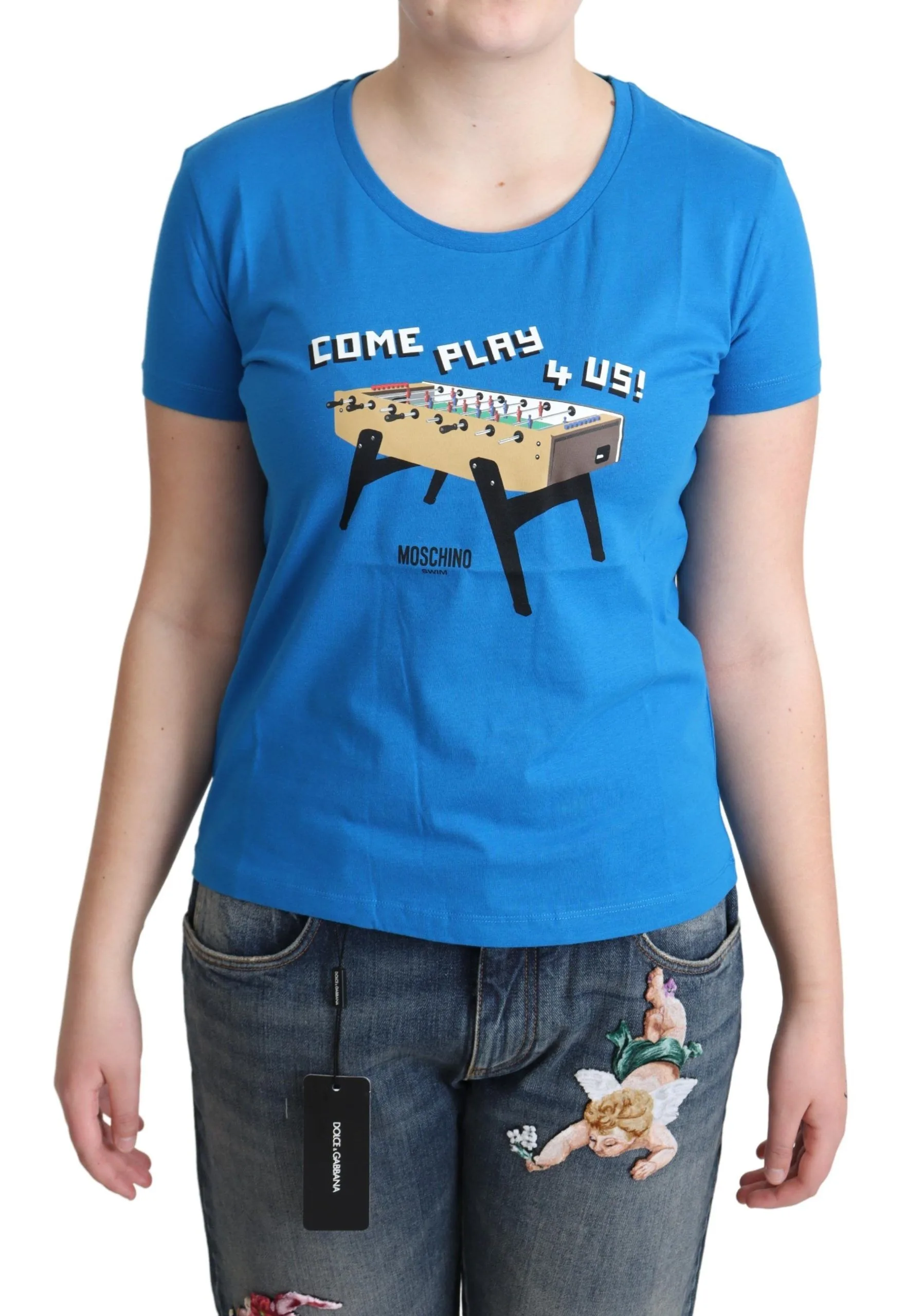 Blue Cotton Come Play 4 Us Print T - shirt