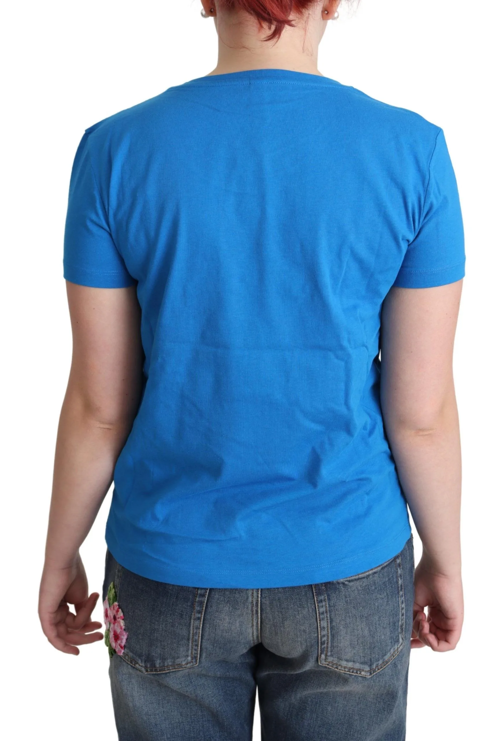 Blue Cotton Swim Graphic Triangle T - shirt - Image 3