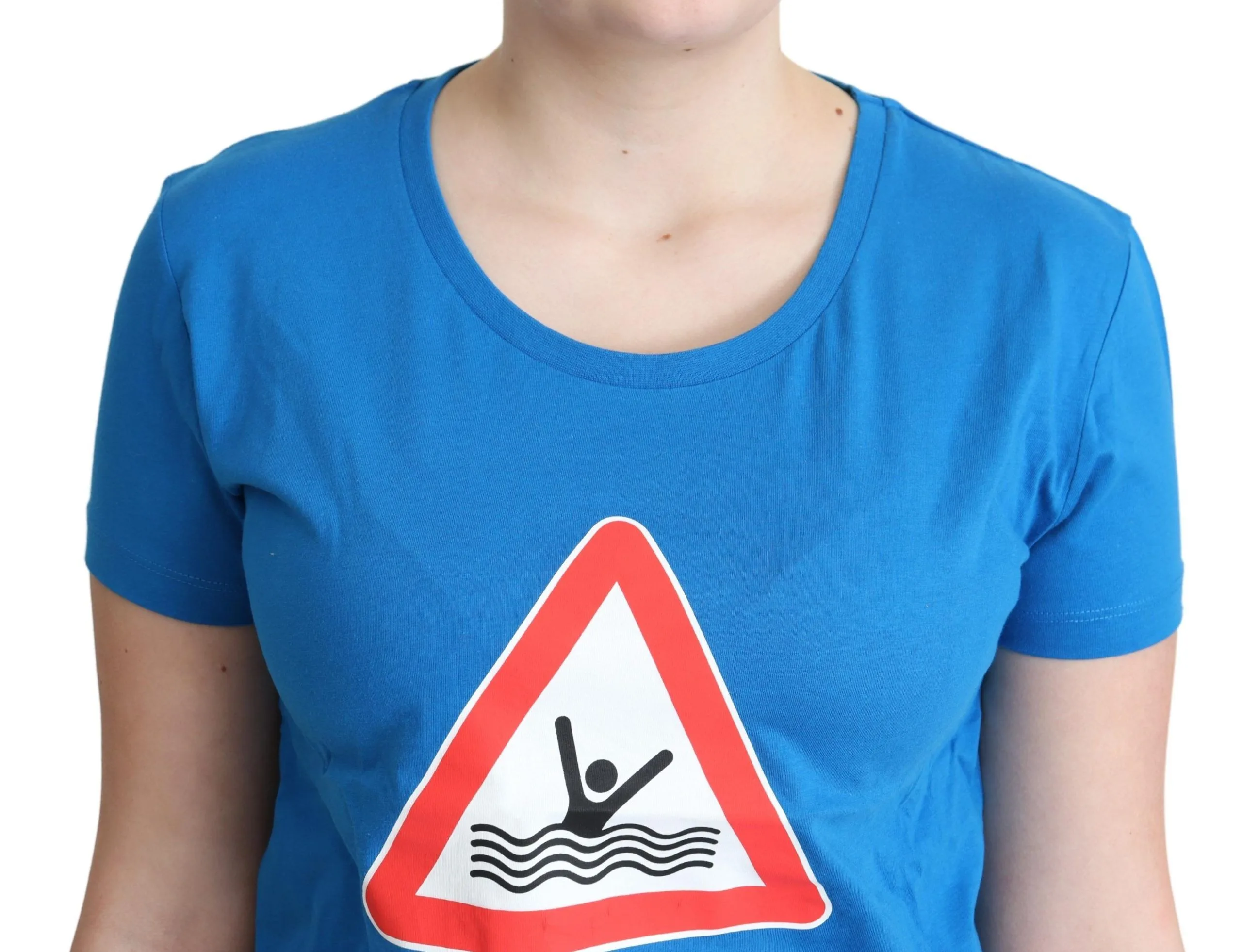 Blue Cotton Swim Graphic Triangle T - shirt - Image 4