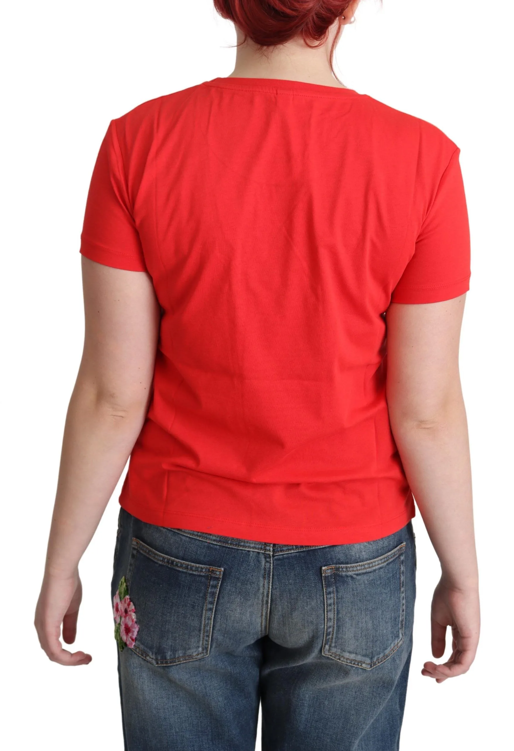 Red Cotton Swim Graphic Triangle Print T - shirt - Image 3