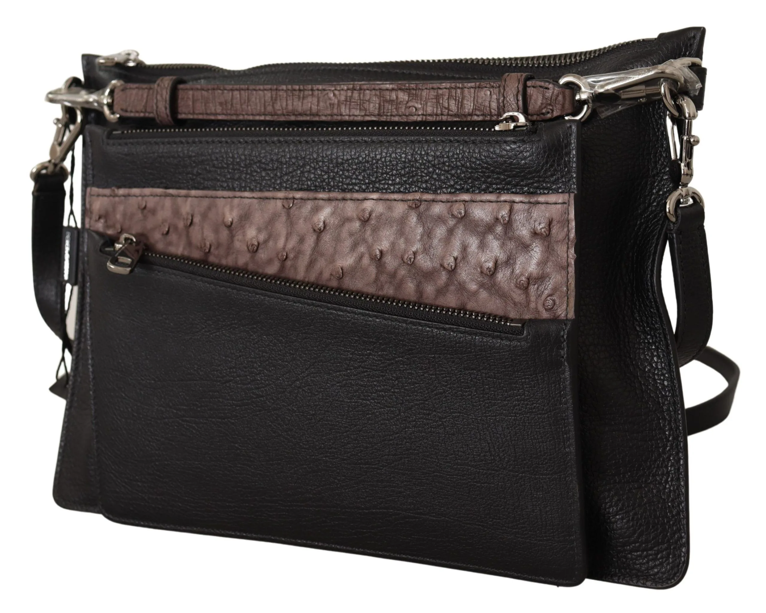 Black Exotic Leather Shoulder Sling Alta Sartoria Bag - Image 2