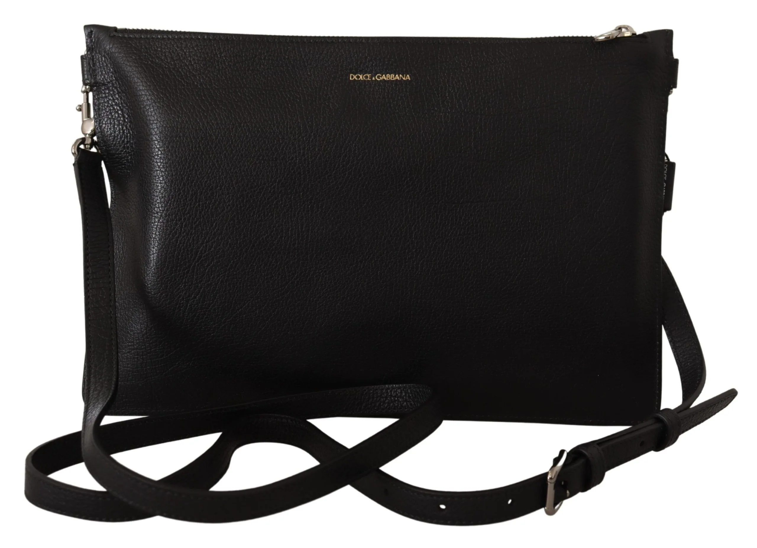 Black Exotic Leather Shoulder Sling Alta Sartoria Bag - Image 3