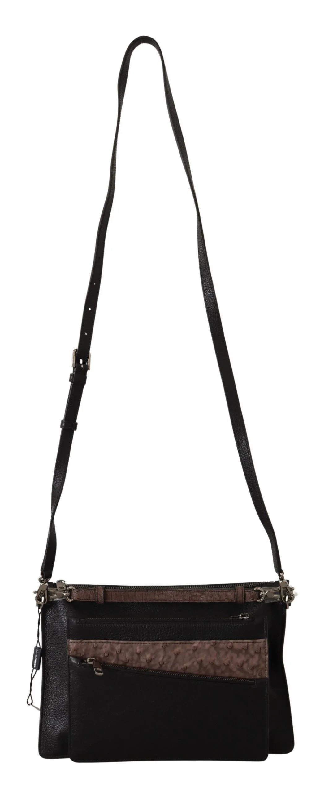 Black Exotic Leather Shoulder Sling Alta Sartoria Bag - Image 6