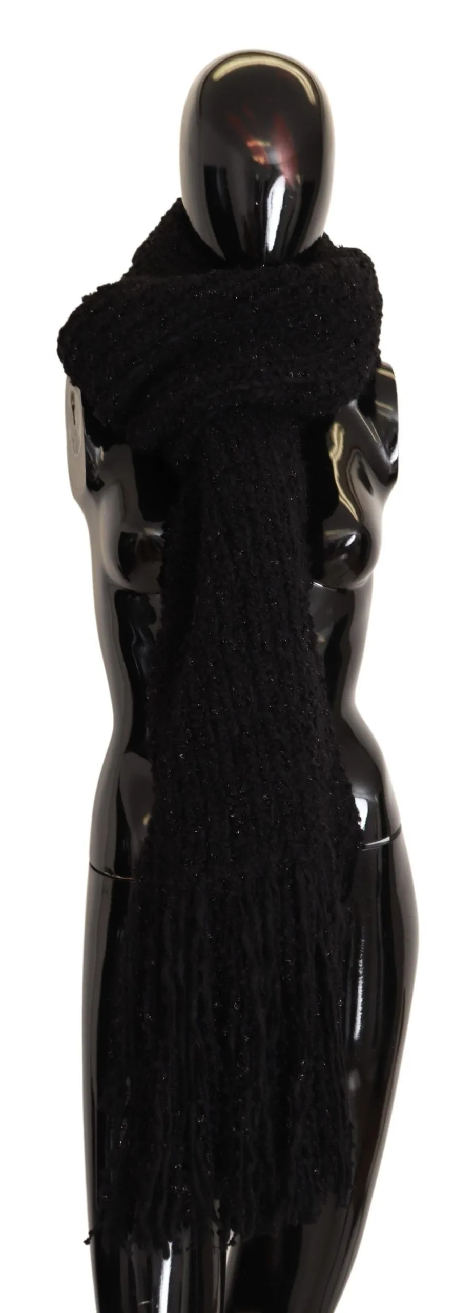 Black Virgin Wool Knitted Wrap Shawl Scarf - Image 2