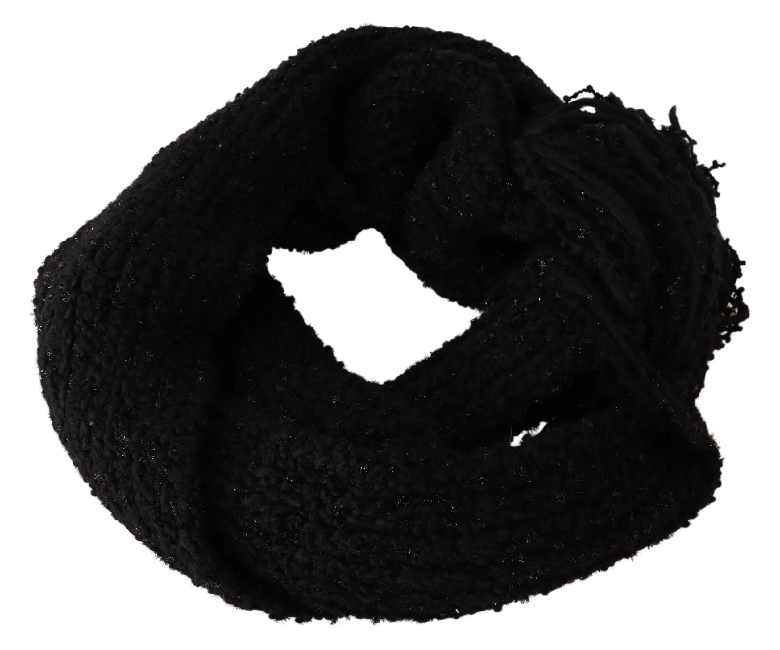 Black Virgin Wool Knitted Wrap Shawl Scarf - Image 3