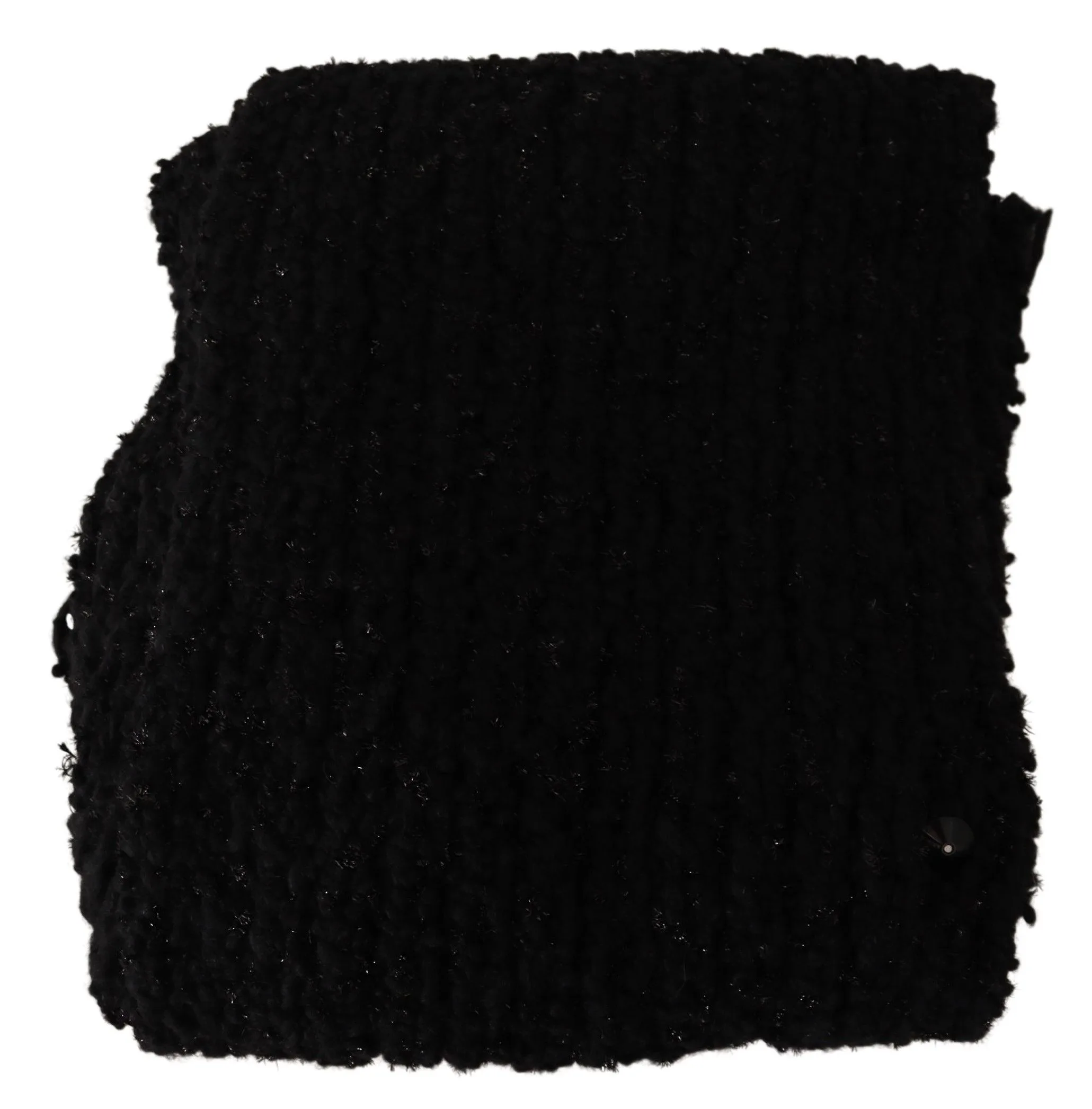 Black Virgin Wool Knitted Wrap Shawl Scarf - Image 4