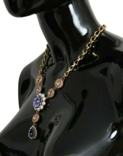 Pink Gold Brass Crystal Purple Pearl Pendants - Image 3