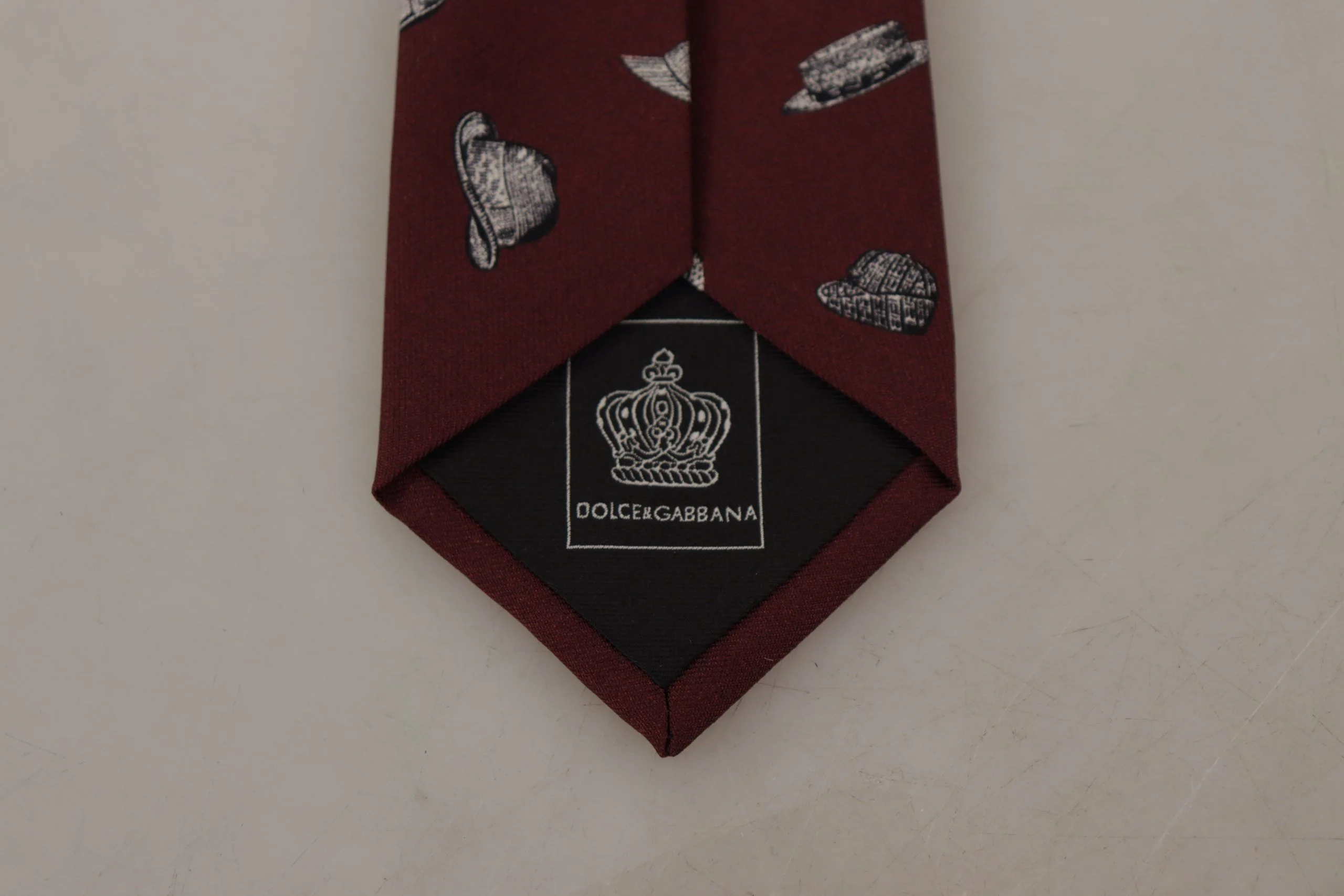 Maroon Hat Pattern 100% Silk Adjustable Accessory Tie - Image 5
