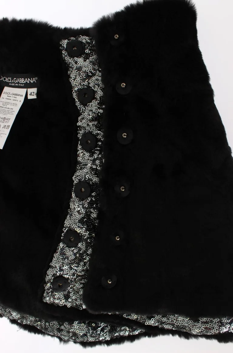 Silver Sequined Floral Weasel Fur Shoulder Scarf Wrap - Image 4