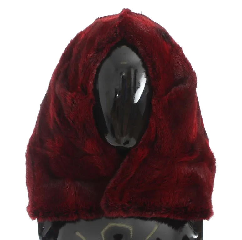 Bordeaux Hamster Fur Crochet Hood Scarf Hat - Image 2