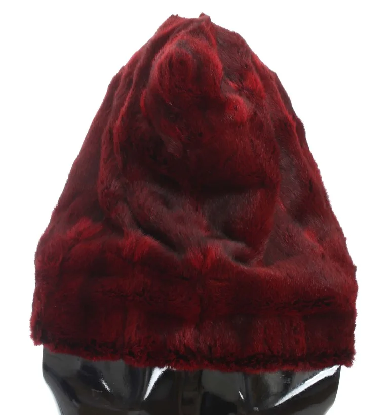 Bordeaux Hamster Fur Crochet Hood Scarf Hat - Image 3